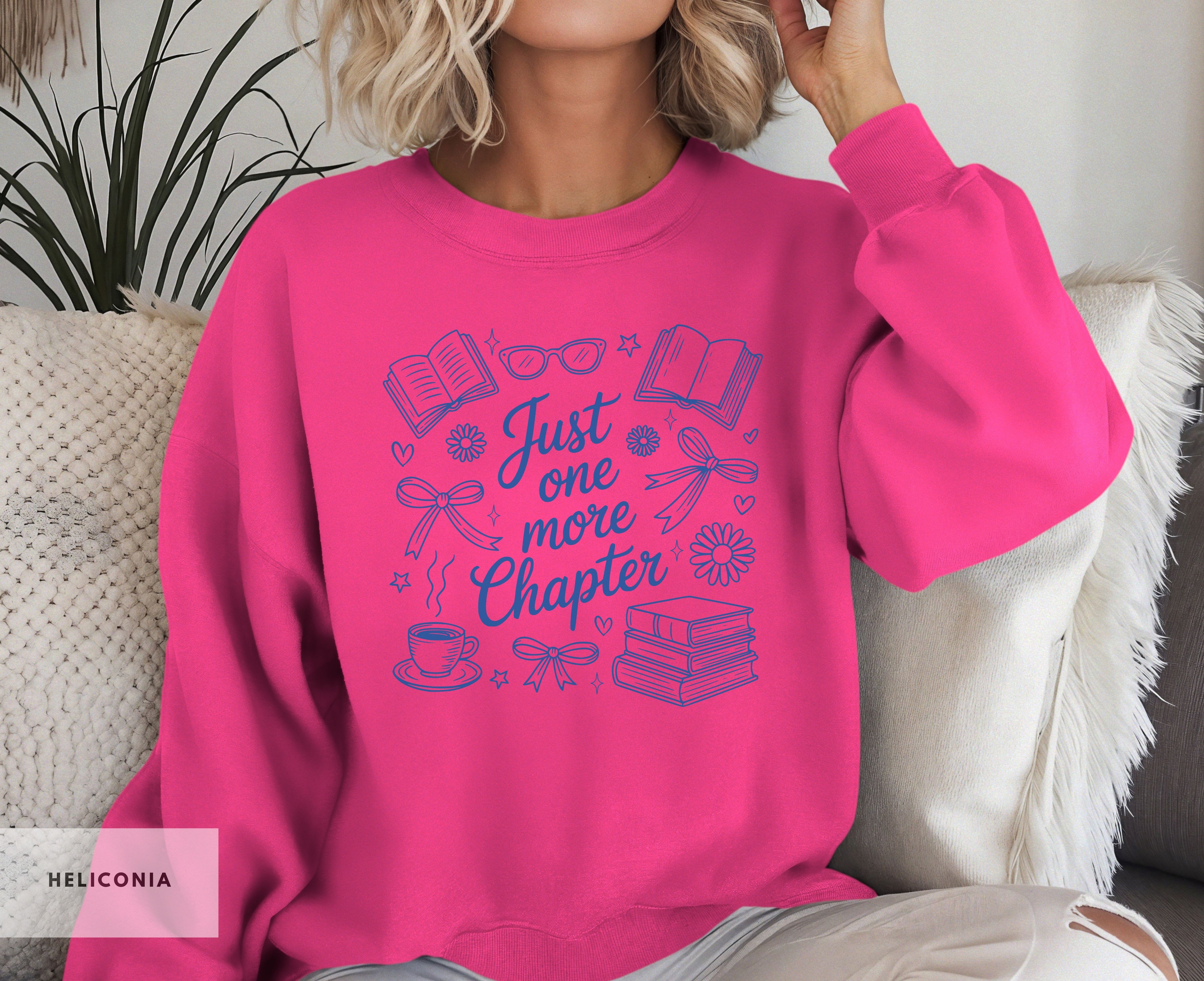 Book Lover's Cozy Crewneck Sweatshirt, Just One More Chapter, Reader Gift, Bookish Apparel, Cozy Reading Top, Bookish Sweatshirt product thumbnail image