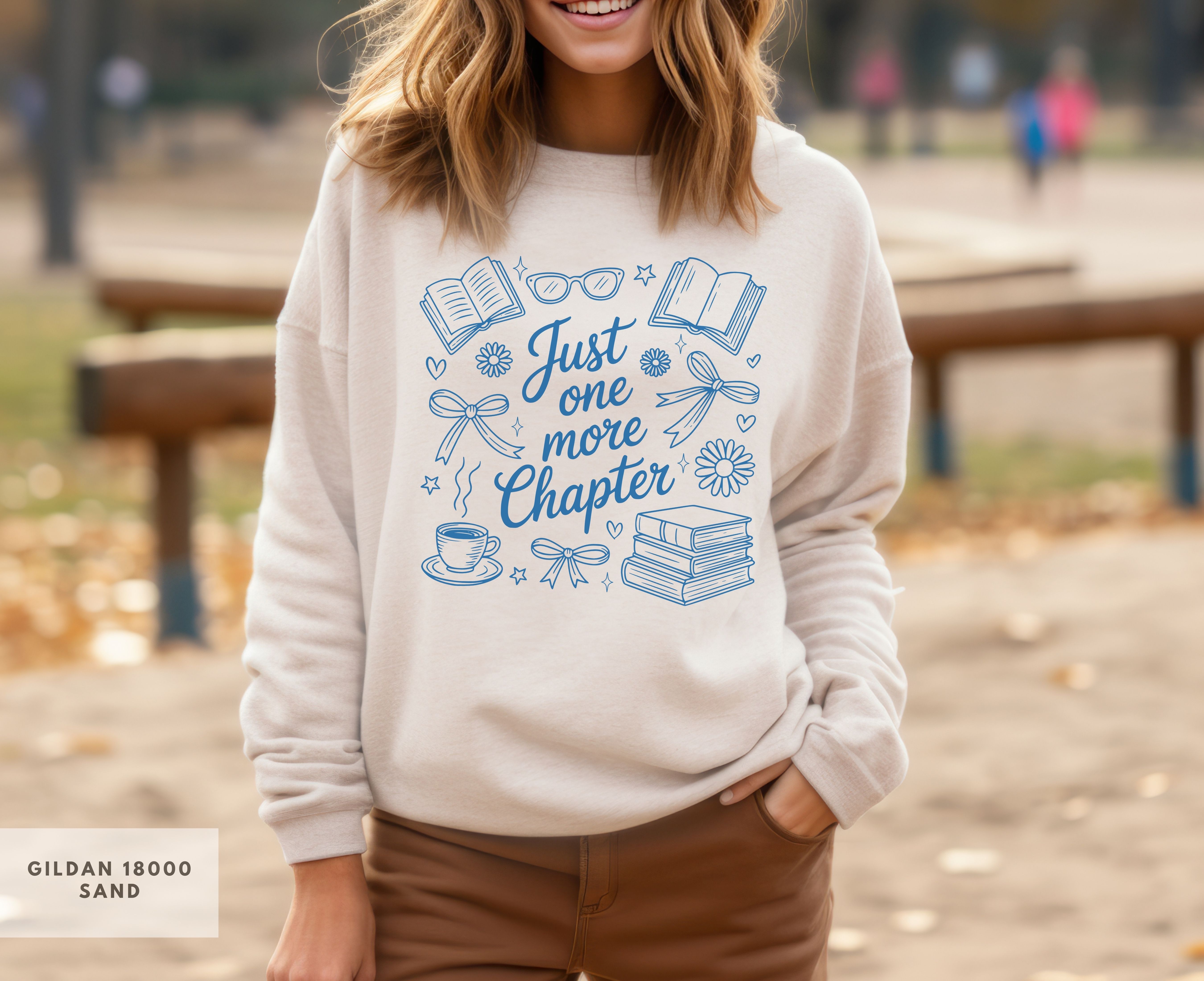 Book Lover's Cozy Crewneck Sweatshirt, Just One More Chapter, Reader Gift, Bookish Apparel, Cozy Reading Top, Bookish Sweatshirt product thumbnail image