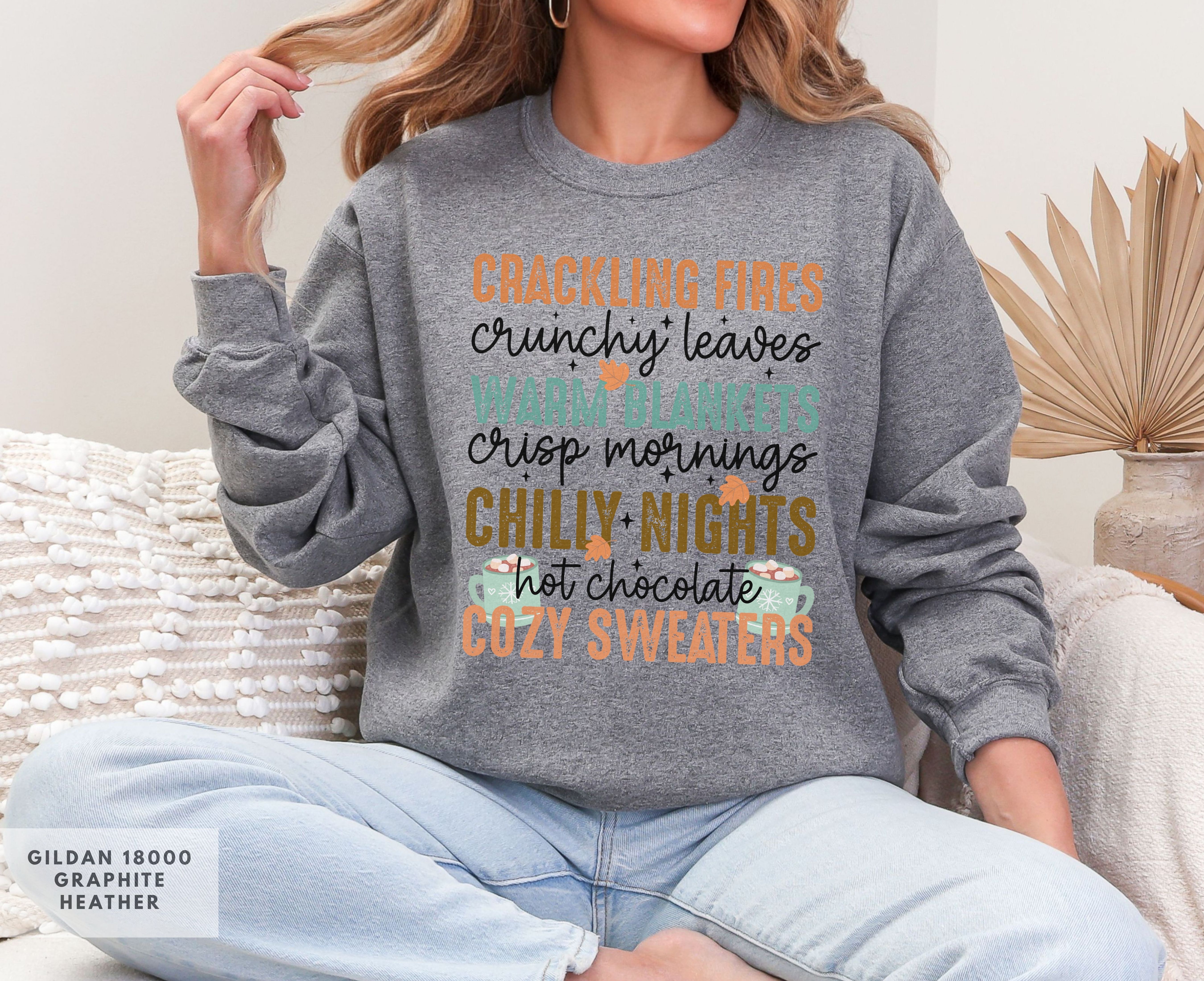 Cozy Fall Essentials Crewneck Sweatshirt, Warm Autumn Sweatshirt, List for Fall Top, Autumn Lovers Gift, Seasonal Wardrobe Essential product thumbnail image