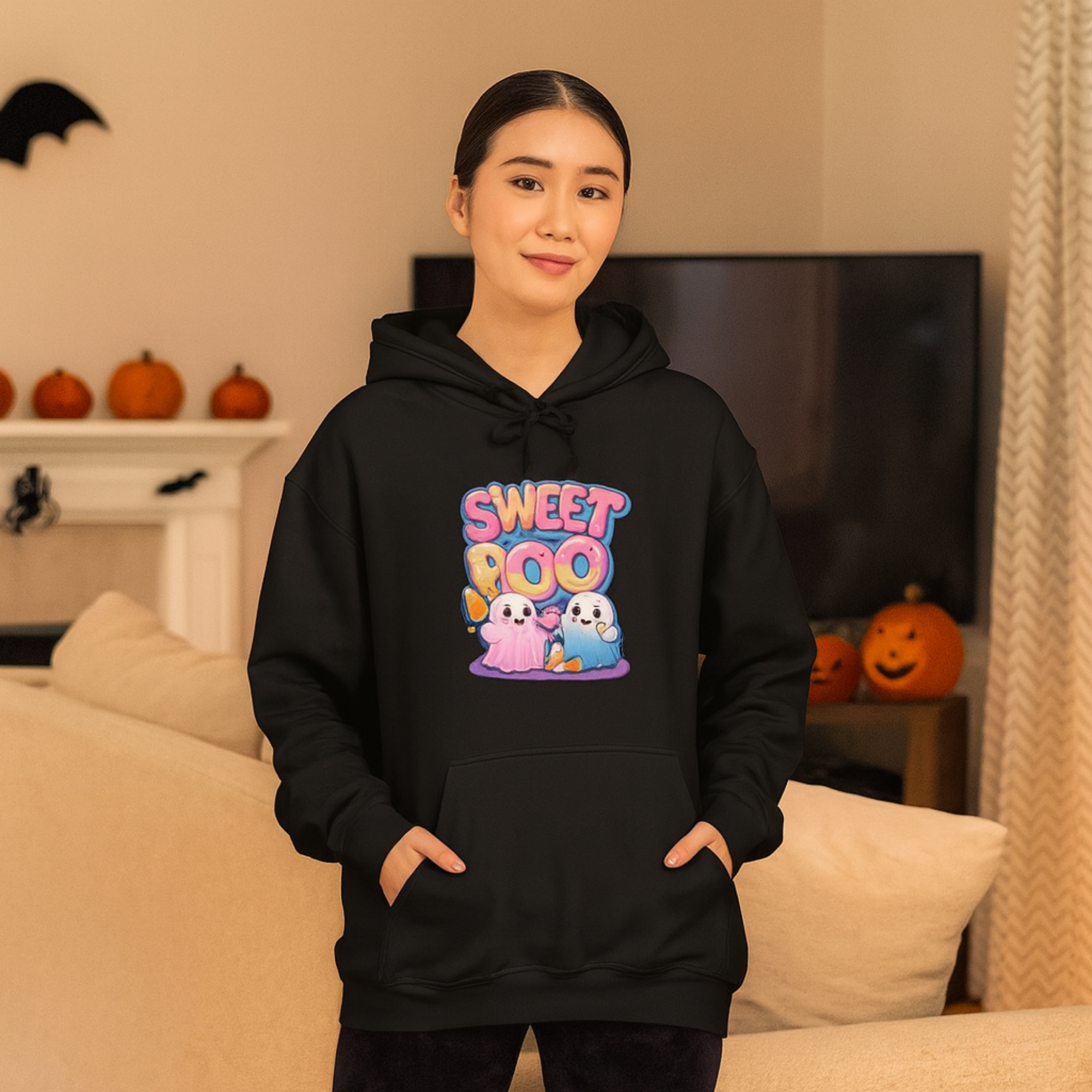 Sweet Boo Halloween Hoodie Unisex Personalized Ghost Sweatshirt Cute Candy Ghost Design Fall Spooky Season Hoodie Gift product thumbnail image Sweet Boo Halloween Hoodie Unisex Personalized Ghost Sweatshirt Cute Candy Ghost Design Fall Spooky Season Hoodie Gift product thumbnail image