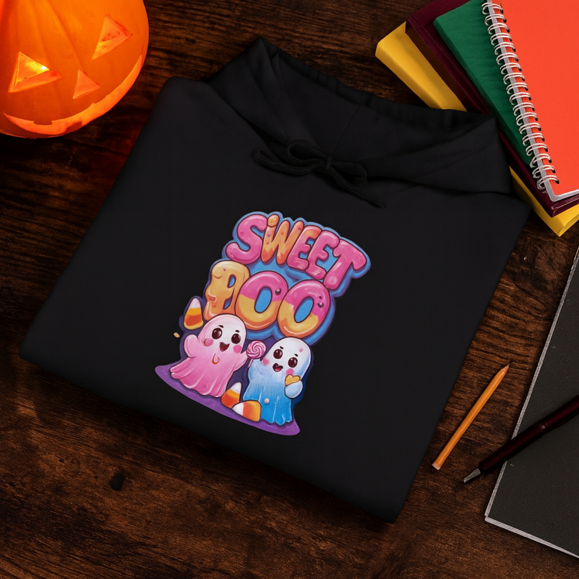 Sweet Boo Halloween Hoodie Unisex Personalized Ghost Sweatshirt Cute Candy Ghost Design Fall Spooky Season Hoodie Gift product thumbnail image Sweet Boo Halloween Hoodie Unisex Personalized Ghost Sweatshirt Cute Candy Ghost Design Fall Spooky Season Hoodie Gift product thumbnail image