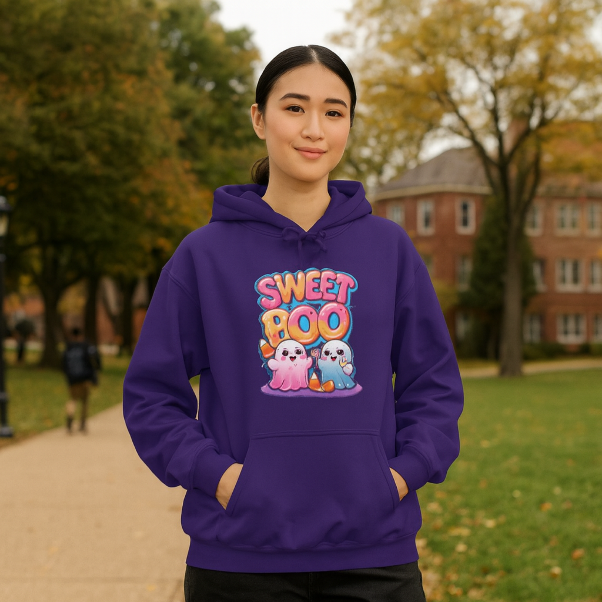 Sweet Boo Halloween Hoodie Unisex Personalized Ghost Sweatshirt Cute Candy Ghost Design Fall Spooky Season Hoodie Gift