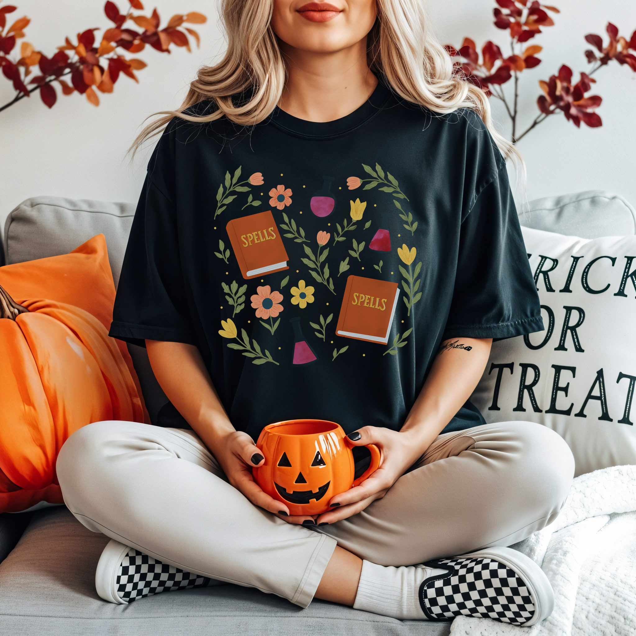 Spellbound Blooms T-Shirt for Halloween, Unisex Casual Tee, Perfect for Fall Celebrations, Cozy Everyday Wear, Cute Gift Idea product thumbnail image