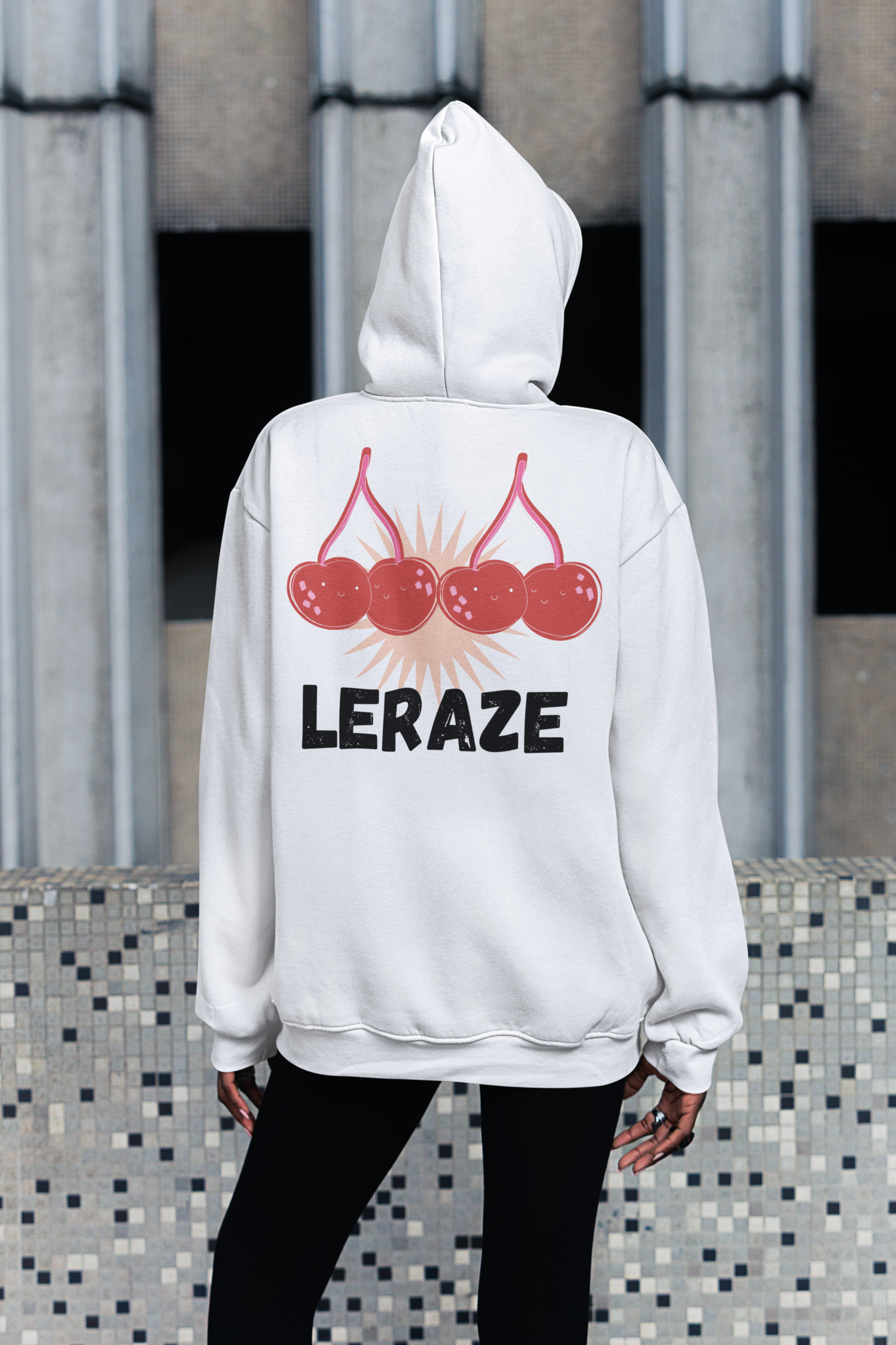 Fun Cherry Graphic Hoodie, Chill Vibe Pullover, Leraze Collection Personalized Gift for Him/Her, Cozy Sweatshirt, Cute Casual Outfit product thumbnail image
