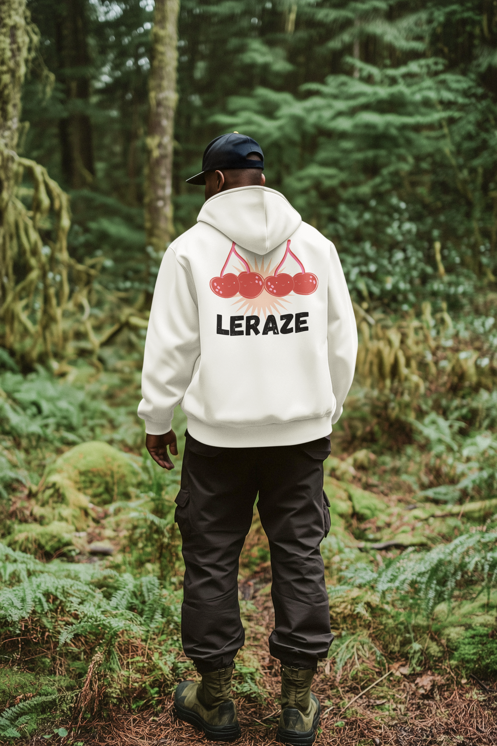 Fun Cherry Graphic Hoodie, Chill Vibe Pullover, Leraze Collection Personalized Gift for Him/Her, Cozy Sweatshirt, Cute Casual Outfit product thumbnail image