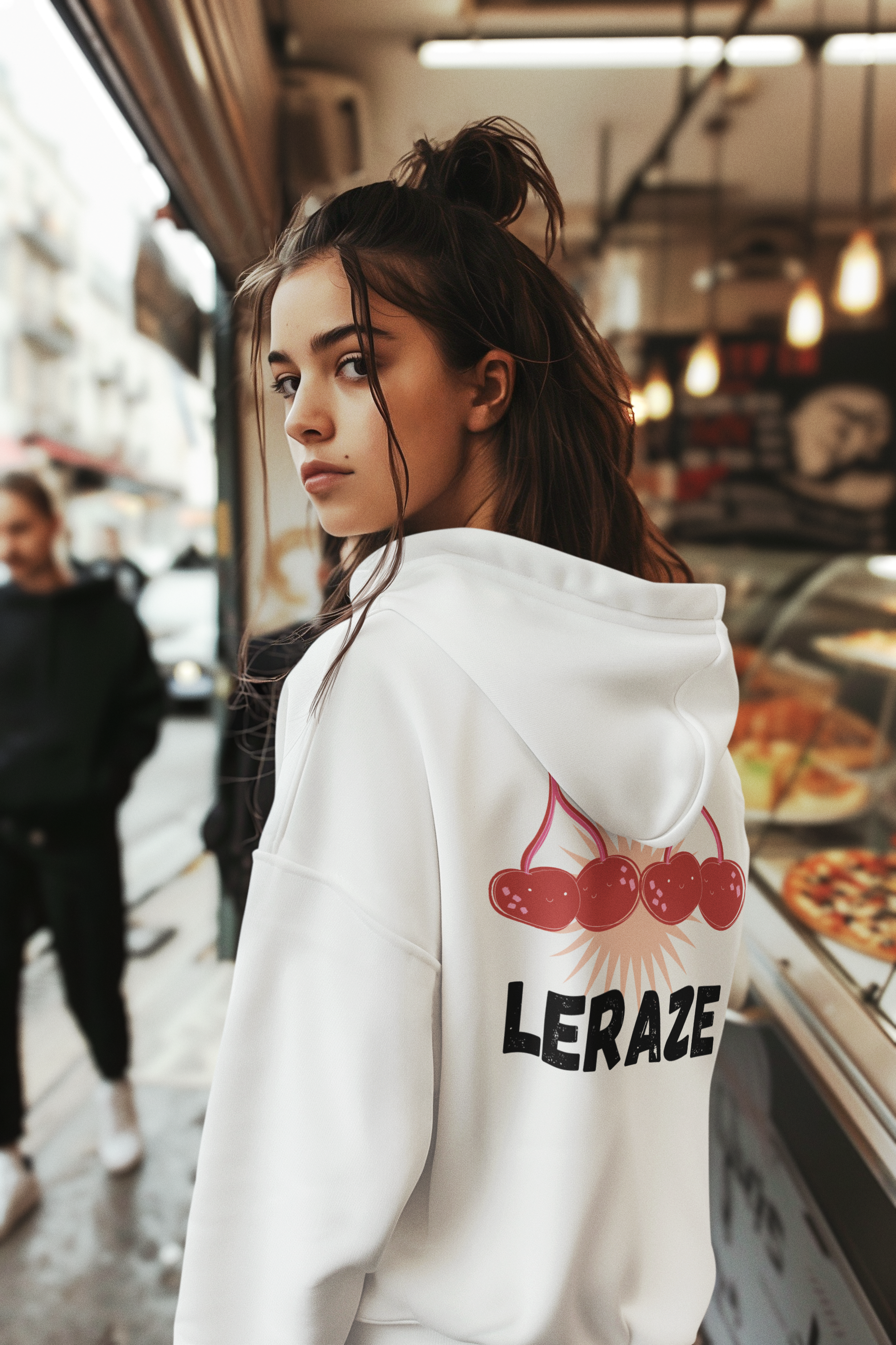 Fun Cherry Graphic Hoodie, Chill Vibe Pullover, Leraze Collection Personalized Gift for Him/Her, Cozy Sweatshirt, Cute Casual Outfit