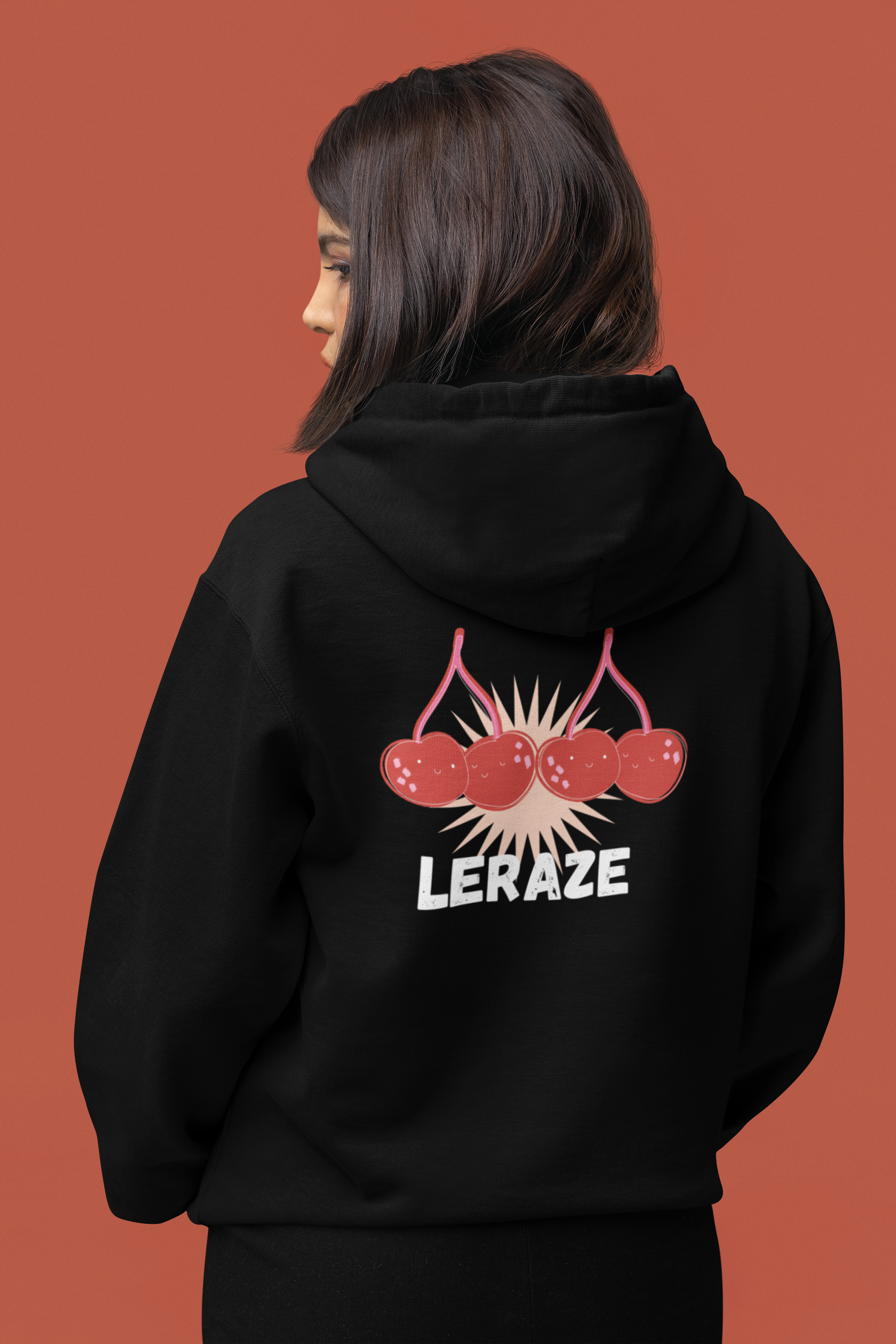 Cherry Vibes Fleece,  Hoodie Black  Cozy Sweatshirt for Casual Days, Perfect Gift for Teens, Spring Fashion, Trendy Outfit product thumbnail image