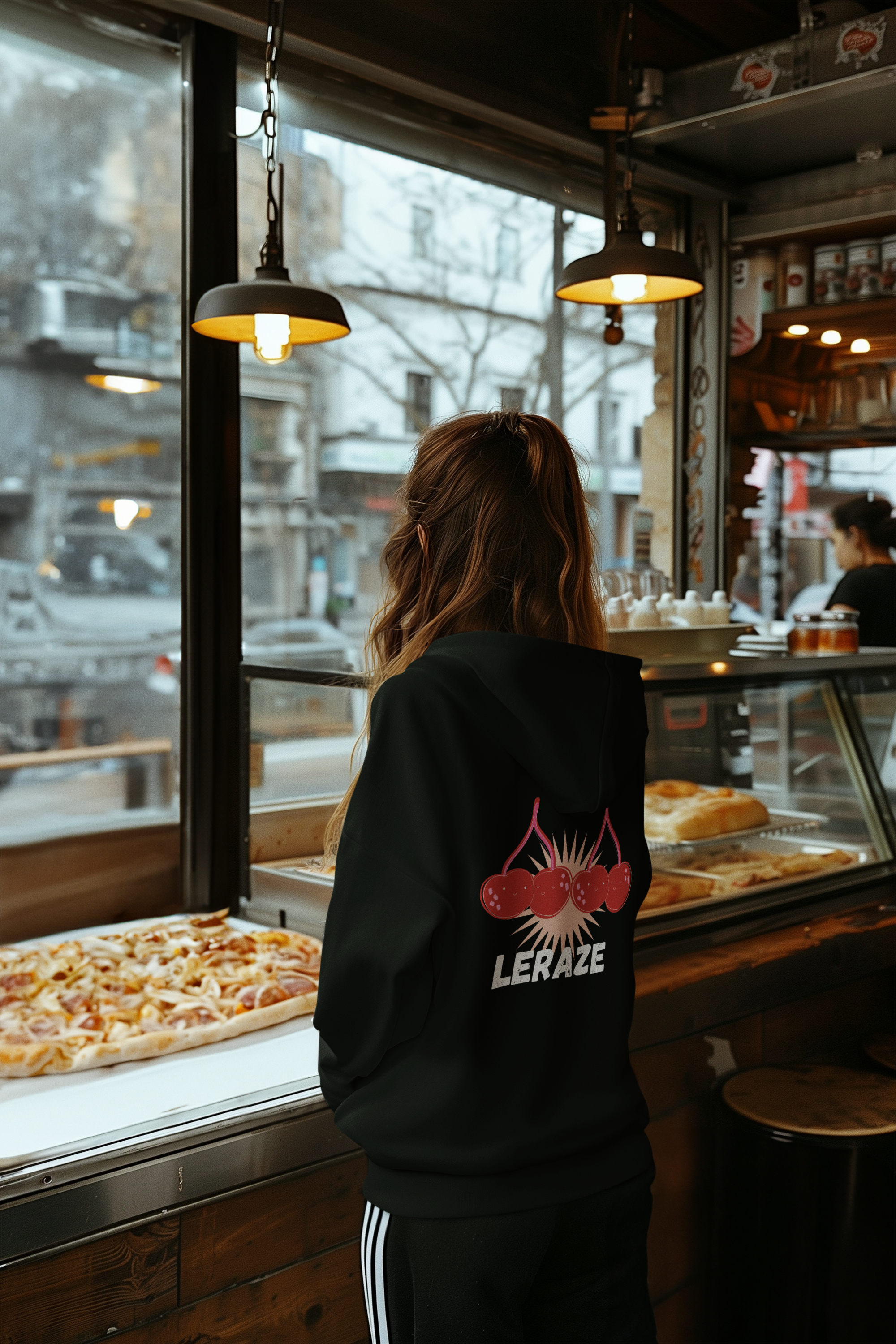 Cherry Vibes Fleece,  Hoodie Black  Cozy Sweatshirt for Casual Days, Perfect Gift for Teens, Spring Fashion, Trendy Outfit product thumbnail image