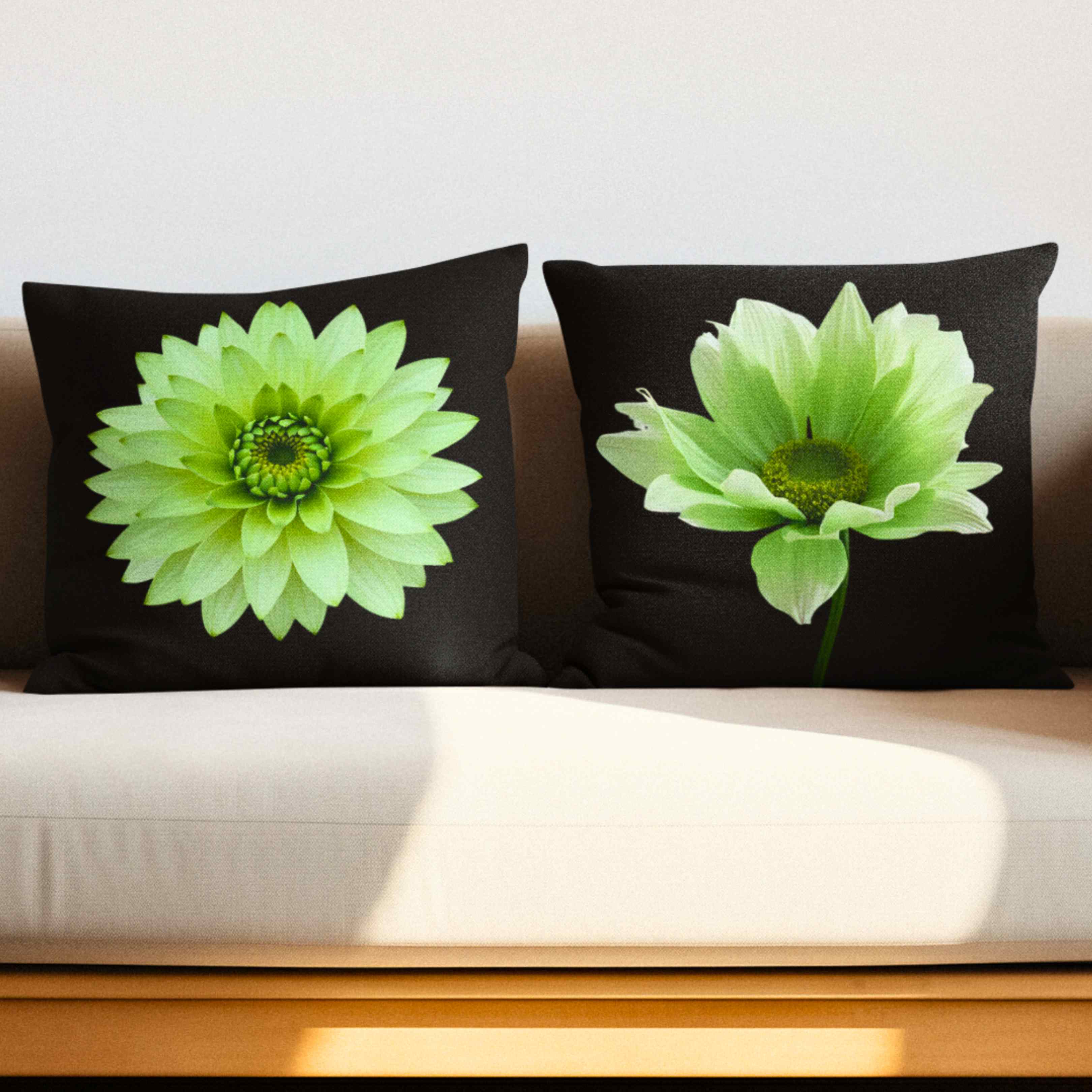 Green Floral Pillow 2-sided - Home Decor, Gift, Spring Decor, Flower Cushion, Living Room Accessory, Bedroom Decoration, Birthday for mom. product thumbnail image