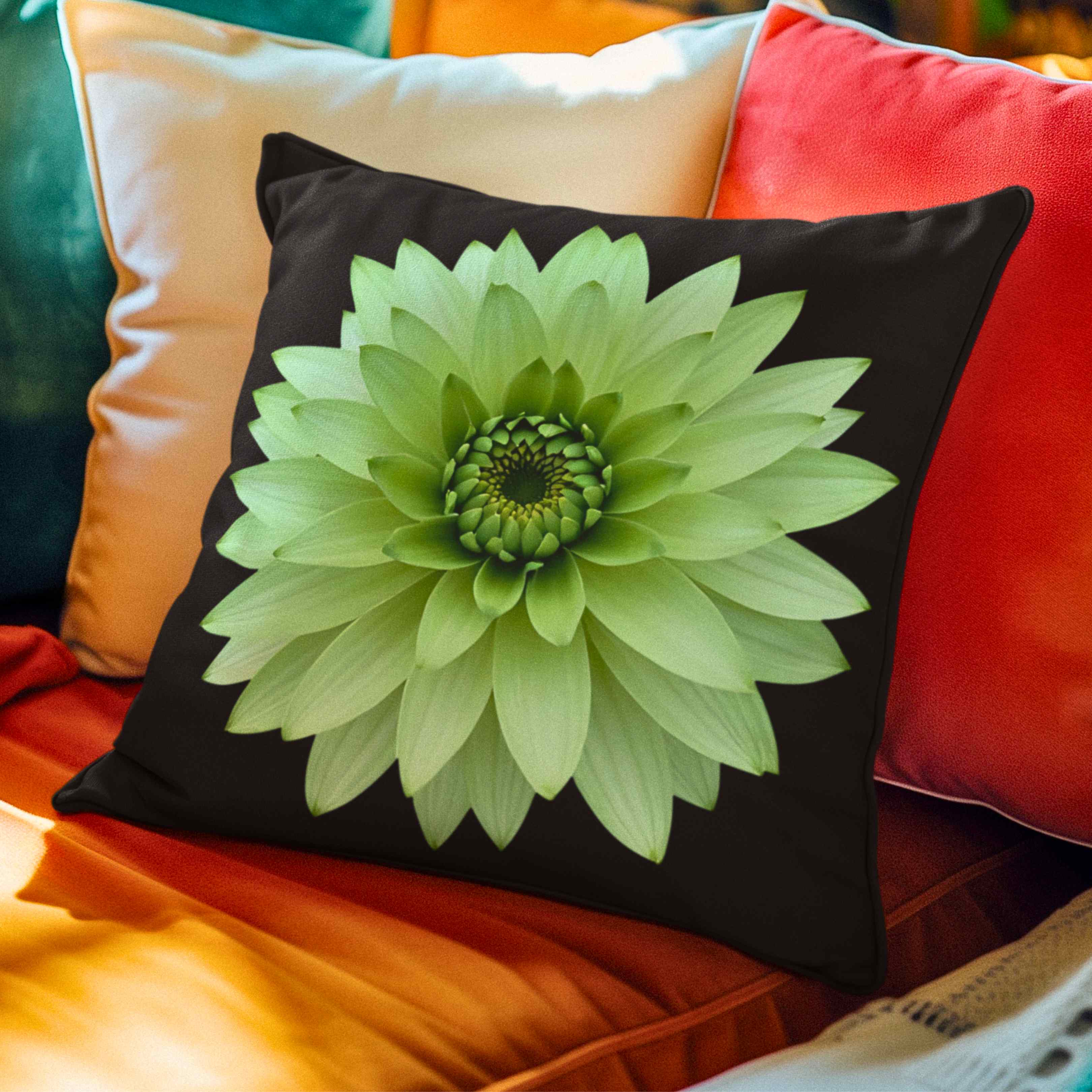 Green Floral Pillow 2-sided - Home Decor, Gift, Spring Decor, Flower Cushion, Living Room Accessory, Bedroom Decoration, Birthday for mom. product thumbnail image