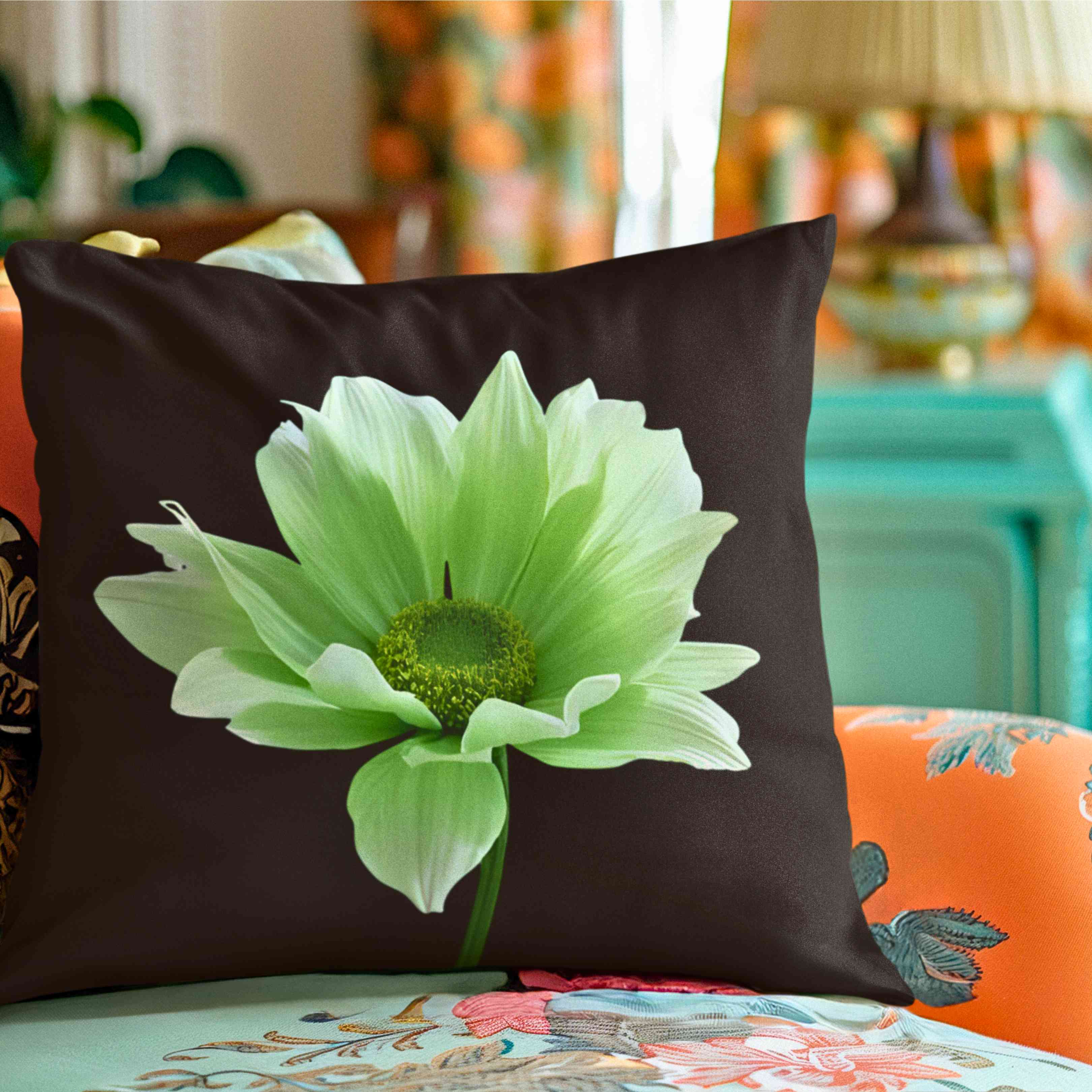 Green Floral Pillow 2-sided - Home Decor, Gift, Spring Decor, Flower Cushion, Living Room Accessory, Bedroom Decoration, Birthday for mom. product thumbnail image