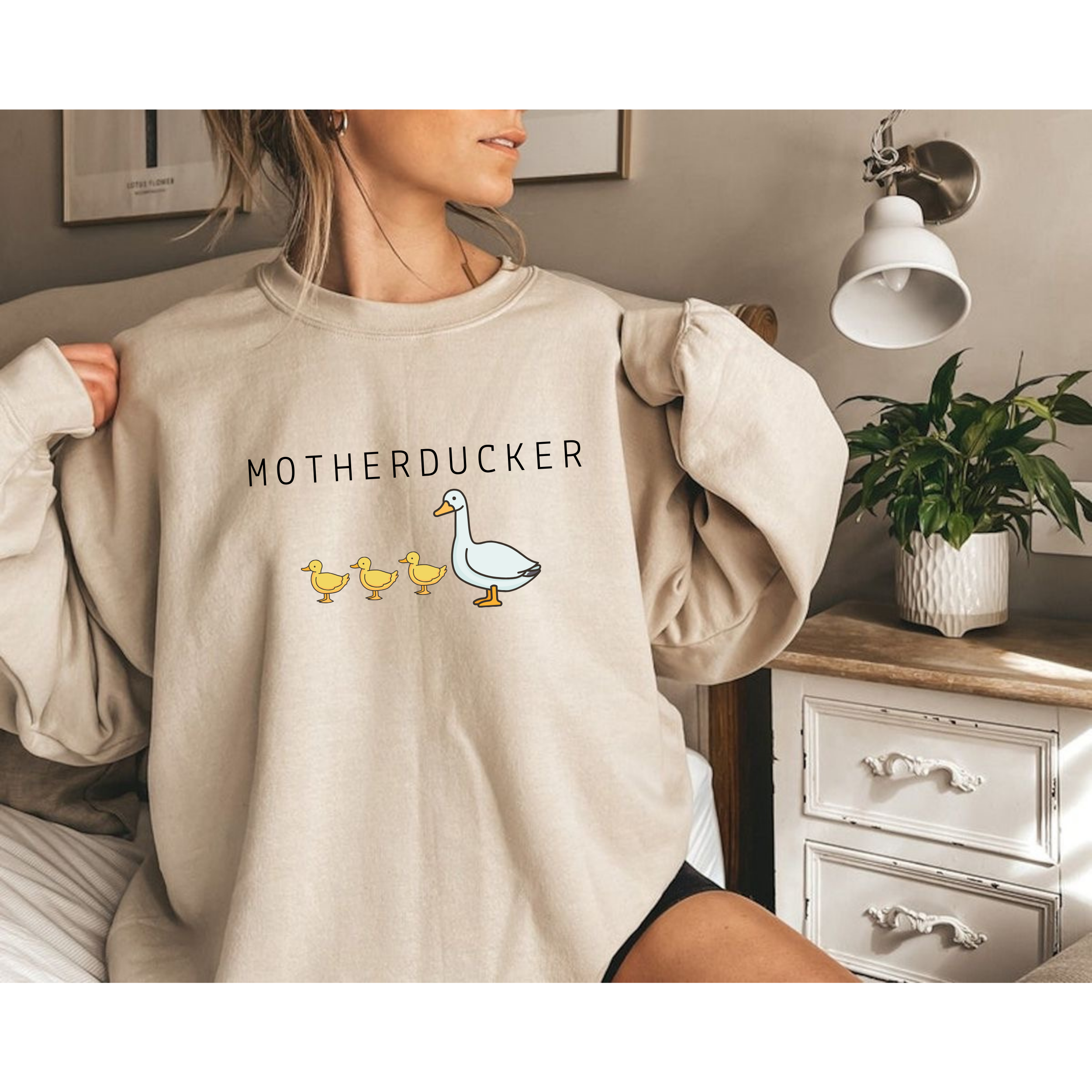 Funny Mother Ducker Sweatshirt, Unisex Crewneck Gift, Quirky Goose Apparel, Funny Animal Lover Sweatshirt, Perfect for Casual Outings
