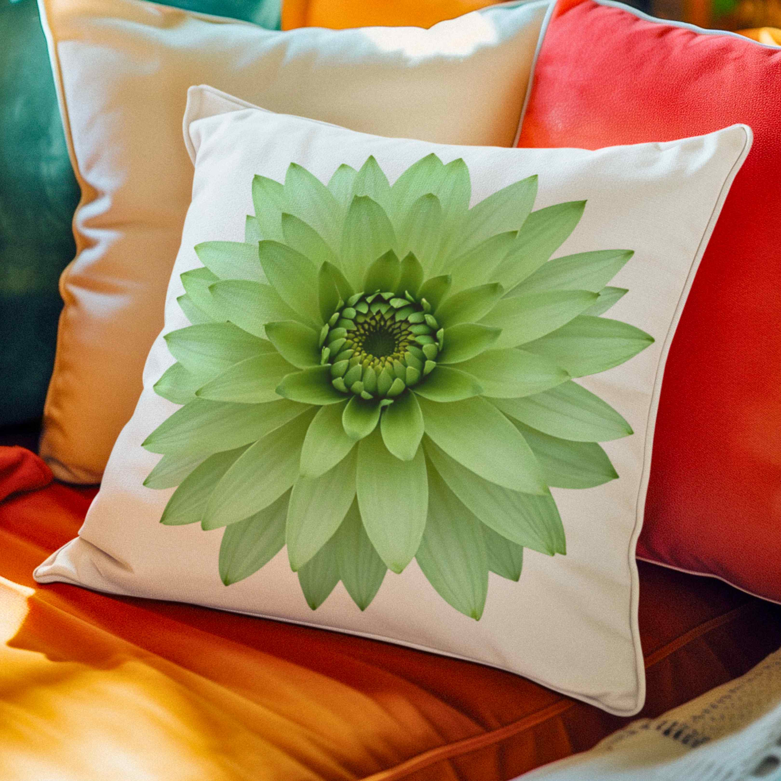 Light Green Floral Throw Pillow 2-sided - Real Flower Design, Home Decor, Gift Idea, Cushion, Minimalist Accent Pillow, Gift for Her, Grandma, Coworker, and Friend.  product thumbnail image