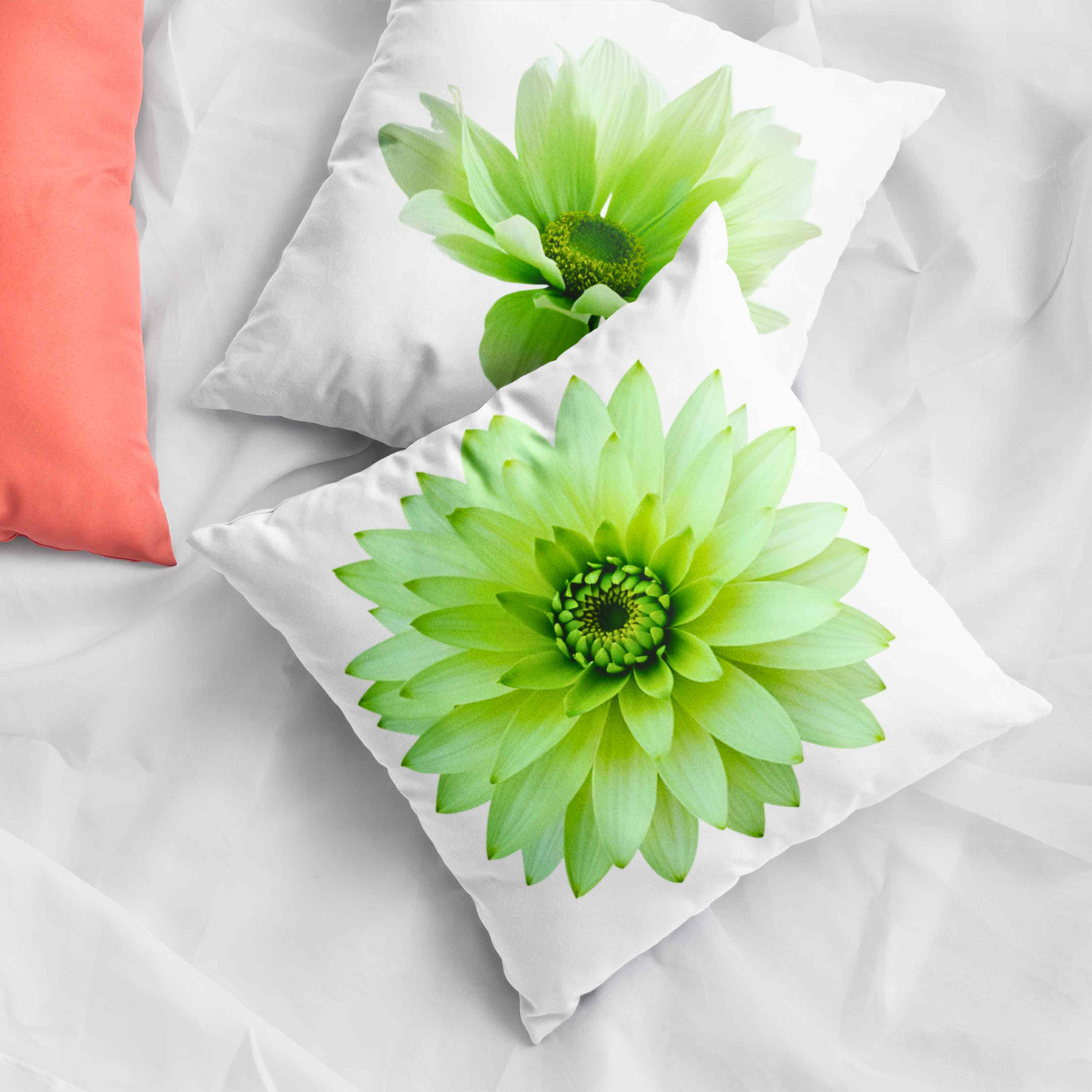 Light Green Floral Throw Pillow 2-sided - Real Flower Design, Home Decor, Gift Idea, Cushion, Minimalist Accent Pillow, Gift for Her, Grandma, Coworker, and Friend.  product thumbnail image