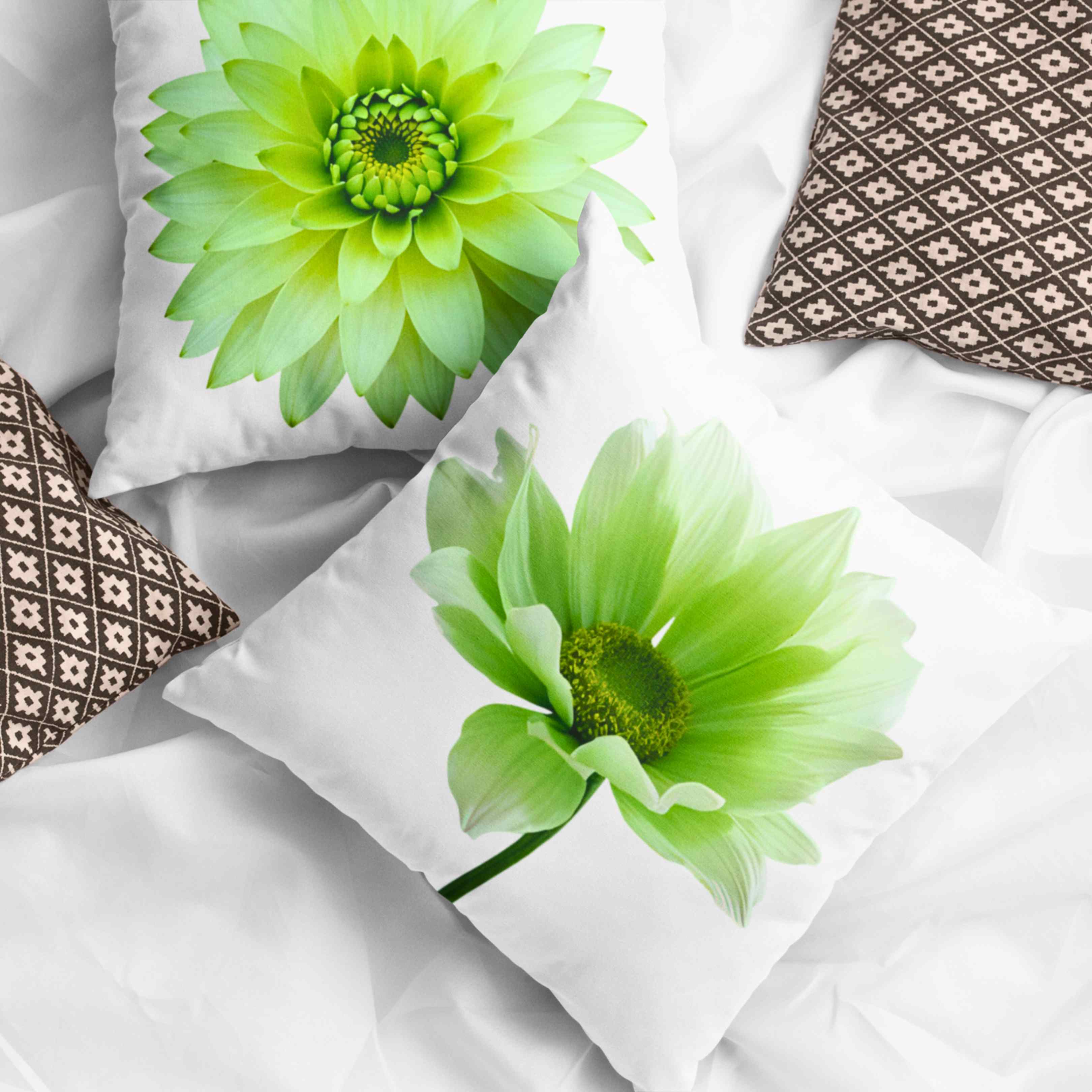 Light Green Floral Throw Pillow 2-sided - Real Flower Design, Home Decor, Gift Idea, Cushion, Minimalist Accent Pillow, Gift for Her, Grandma, Coworker, and Friend.  product thumbnail image