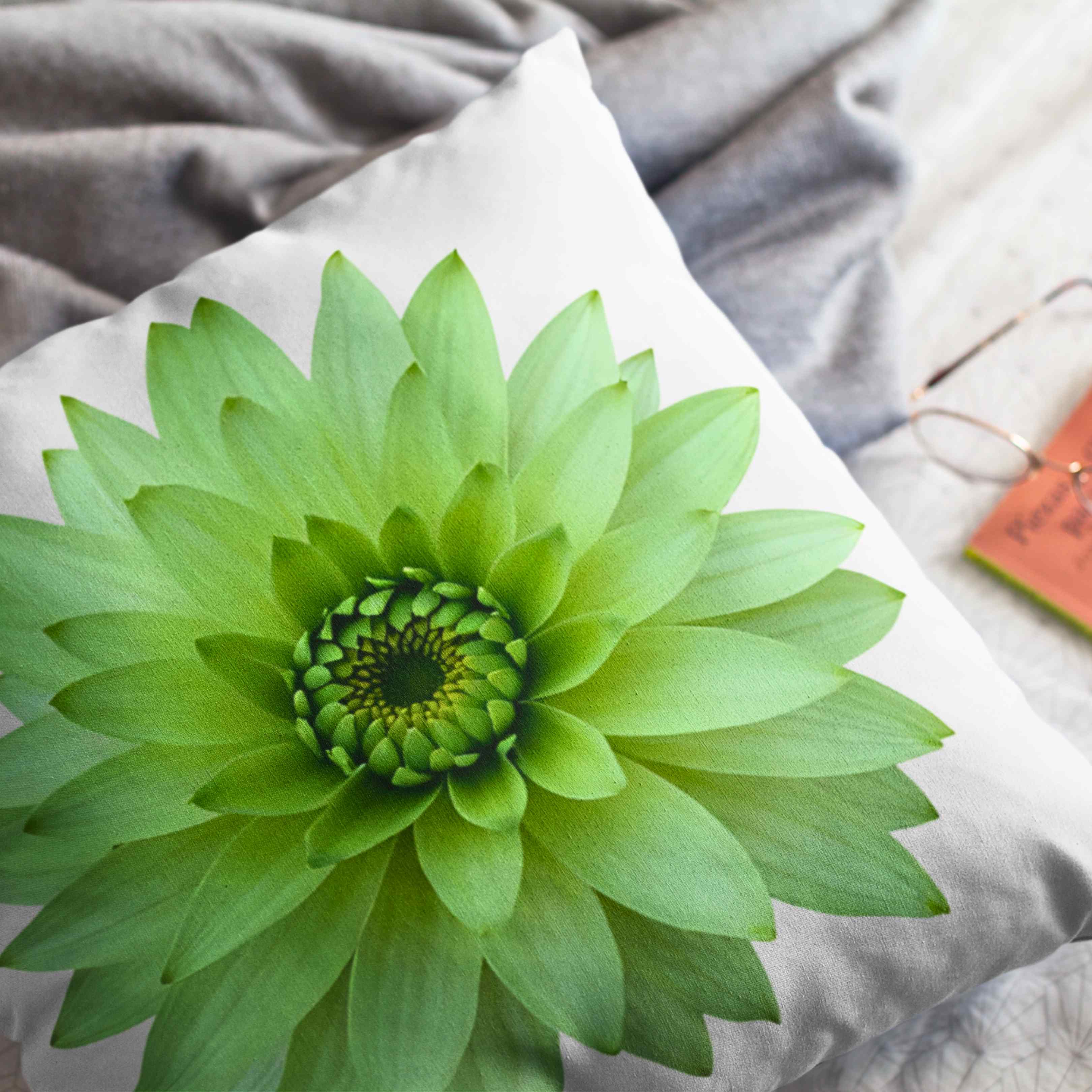 Light Green Floral Throw Pillow 2-sided - Real Flower Design, Home Decor, Gift Idea, Cushion, Minimalist Accent Pillow, Gift for Her, Grandma, Coworker, and Friend.  product thumbnail image