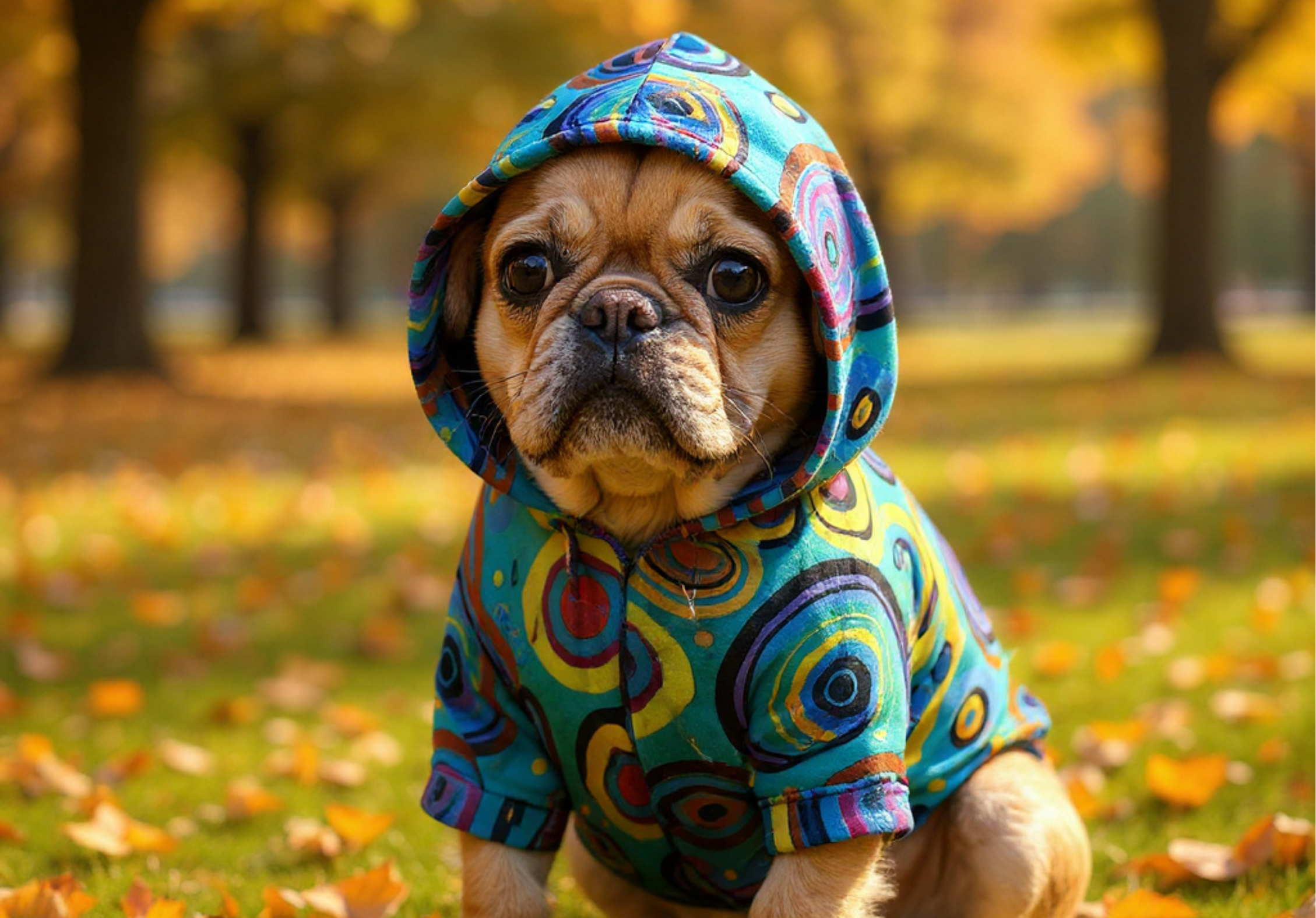 French Bulldog Abstract Art Hoodie: Colorful Frenchie Dog Sweater, Cozy Pet Outfit for Small–2XL Pups