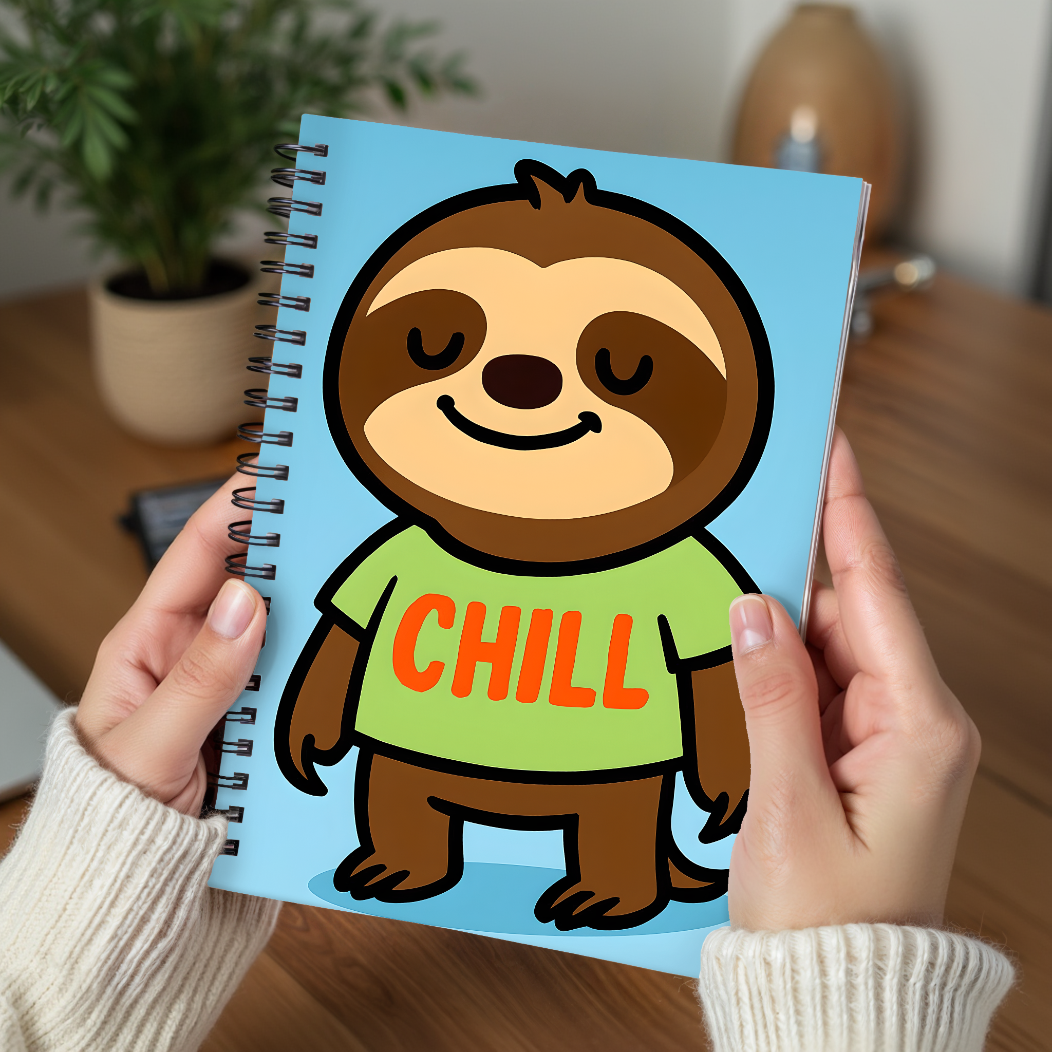 Chill Sloth Spiral Notebook - Perfect for Journaling, Note-Taking, School Work, Gifts, Kids' Art