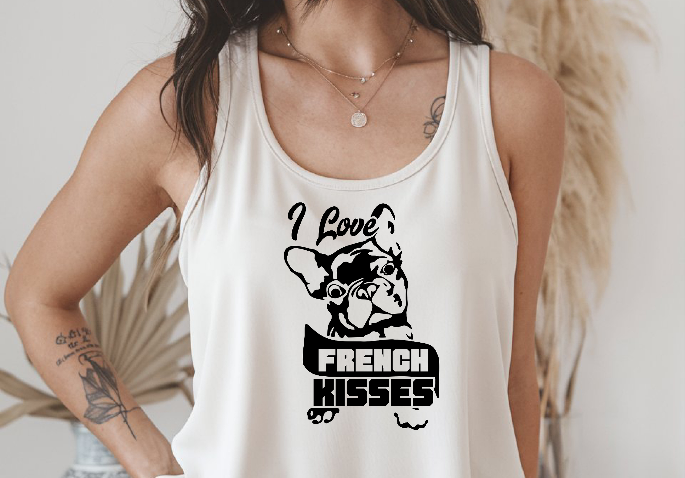 💋 I Love French Kisses Racerback Tank: Frenchie Flirt for the Fierce and Furry | 5 Sweet Colors