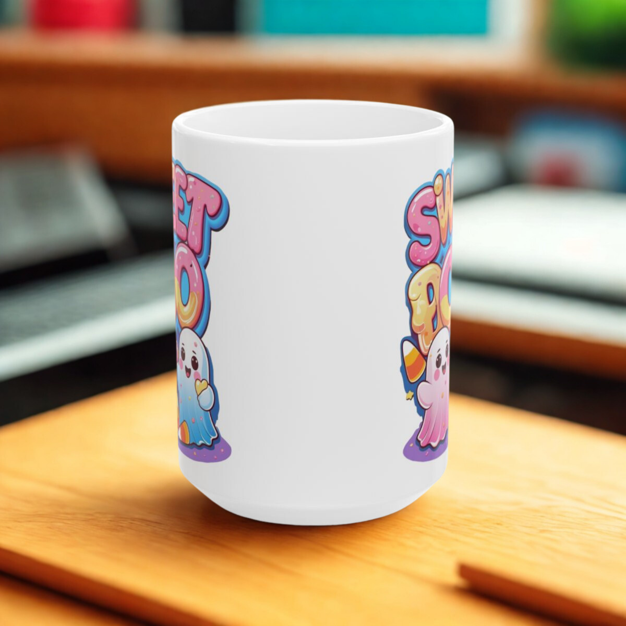 Sweet Boo Halloween Coffee Mug Cute Kawaii Ghosts with Candy Corn Lollipop White Ceramic Mug Spooky Cute Drinkware Fun Back to School Gift product thumbnail image Sweet Boo Halloween Coffee Mug Cute Kawaii Ghosts with Candy Corn Lollipop White Ceramic Mug Spooky Cute Drinkware Fun Back to School Gift product thumbnail image