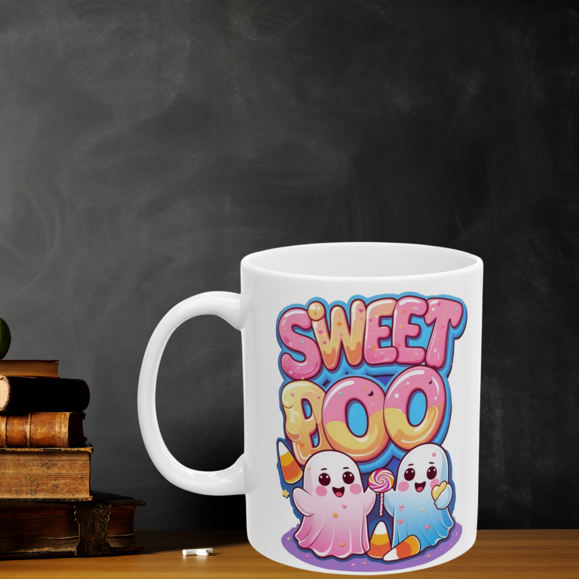 Sweet Boo Halloween Coffee Mug Cute Kawaii Ghosts with Candy Corn Lollipop White Ceramic Mug Spooky Cute Drinkware Fun Back to School Gift product thumbnail image Sweet Boo Halloween Coffee Mug Cute Kawaii Ghosts with Candy Corn Lollipop White Ceramic Mug Spooky Cute Drinkware Fun Back to School Gift product thumbnail image