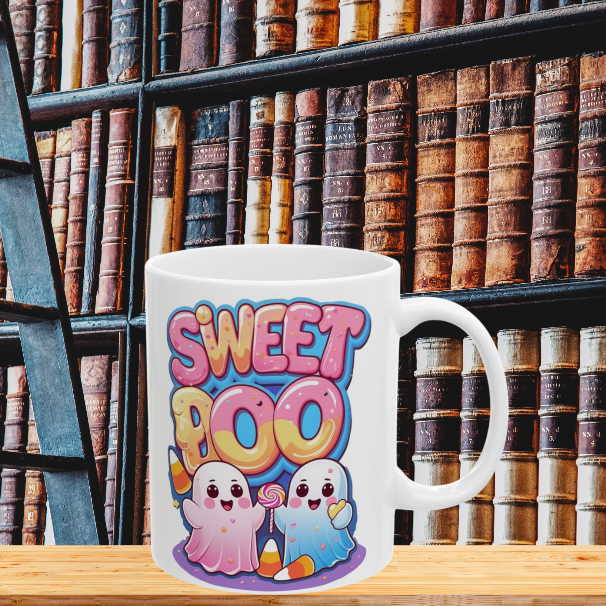 Sweet Boo Halloween Coffee Mug Cute Kawaii Ghosts with Candy Corn Lollipop White Ceramic Mug Spooky Cute Drinkware Fun Back to School Gift product thumbnail image Sweet Boo Halloween Coffee Mug Cute Kawaii Ghosts with Candy Corn Lollipop White Ceramic Mug Spooky Cute Drinkware Fun Back to School Gift product thumbnail image