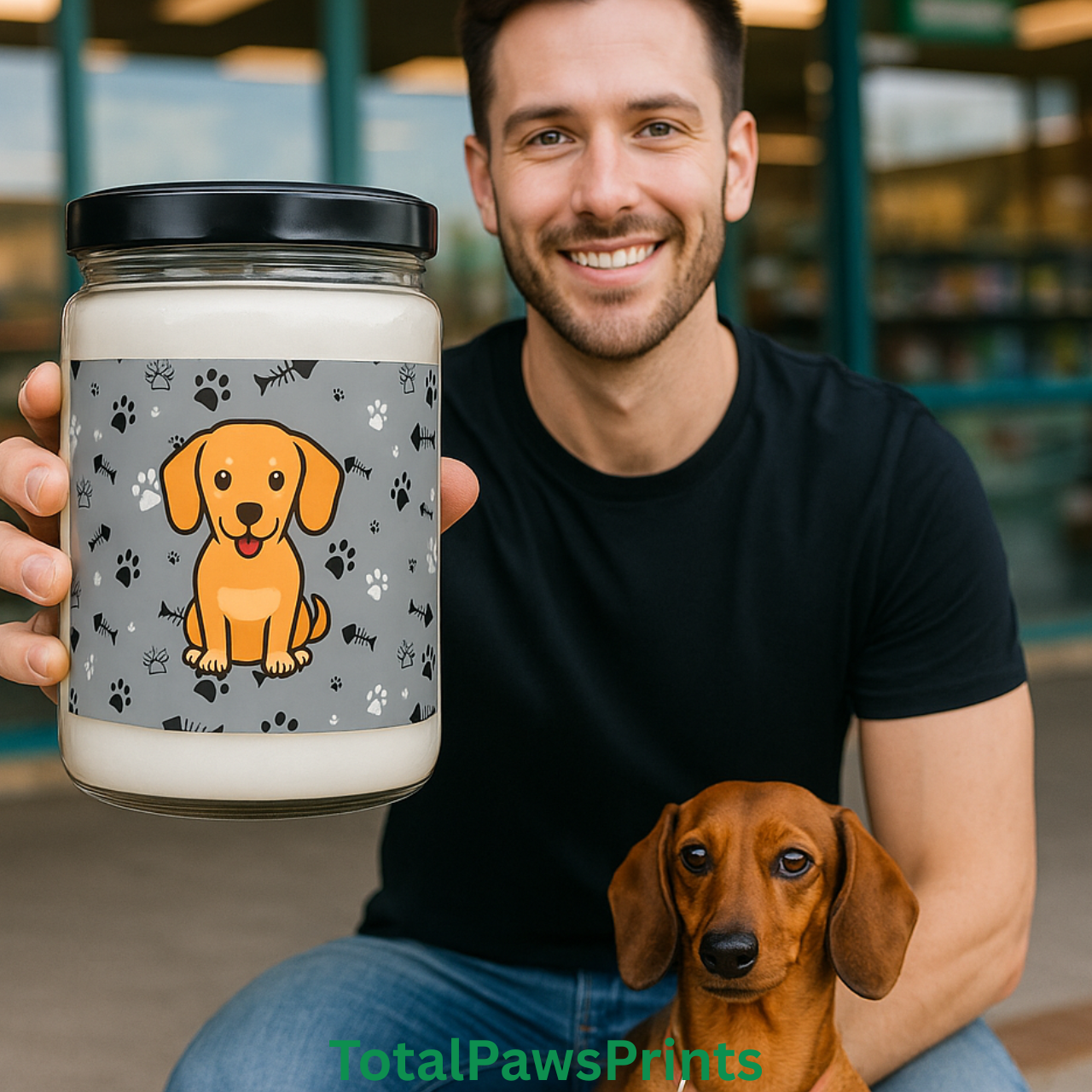 Dachshund Paw Print Soy Candle 🐾 – Custom Pet Lover Gift, Cozy Aromatherapy Décor