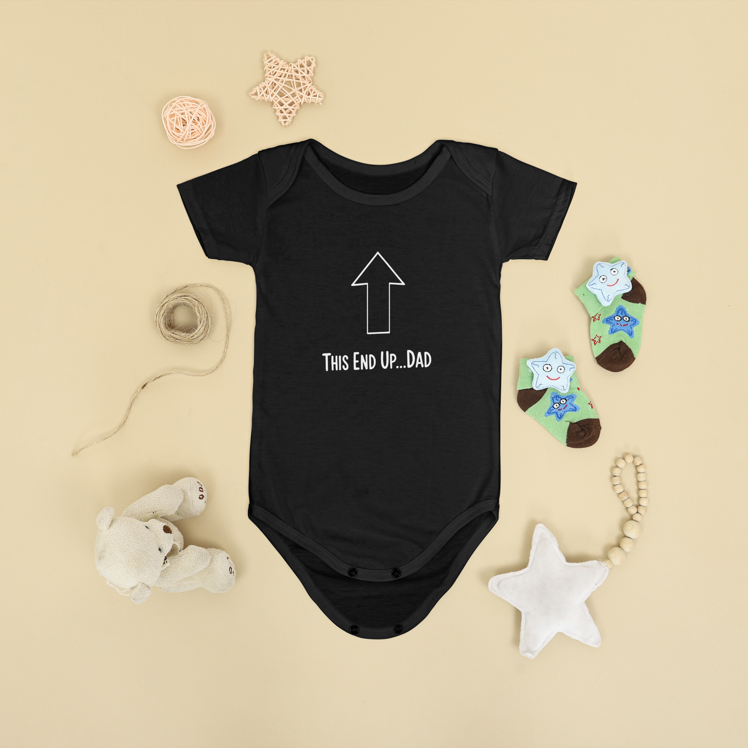 Funny Infant Bodysuit - 'This End Up...Dad', CodeStripeLife, Gift for New Parents, Baby Shower, Cute Baby Outfit, Baby Onsie, Gift for Dad