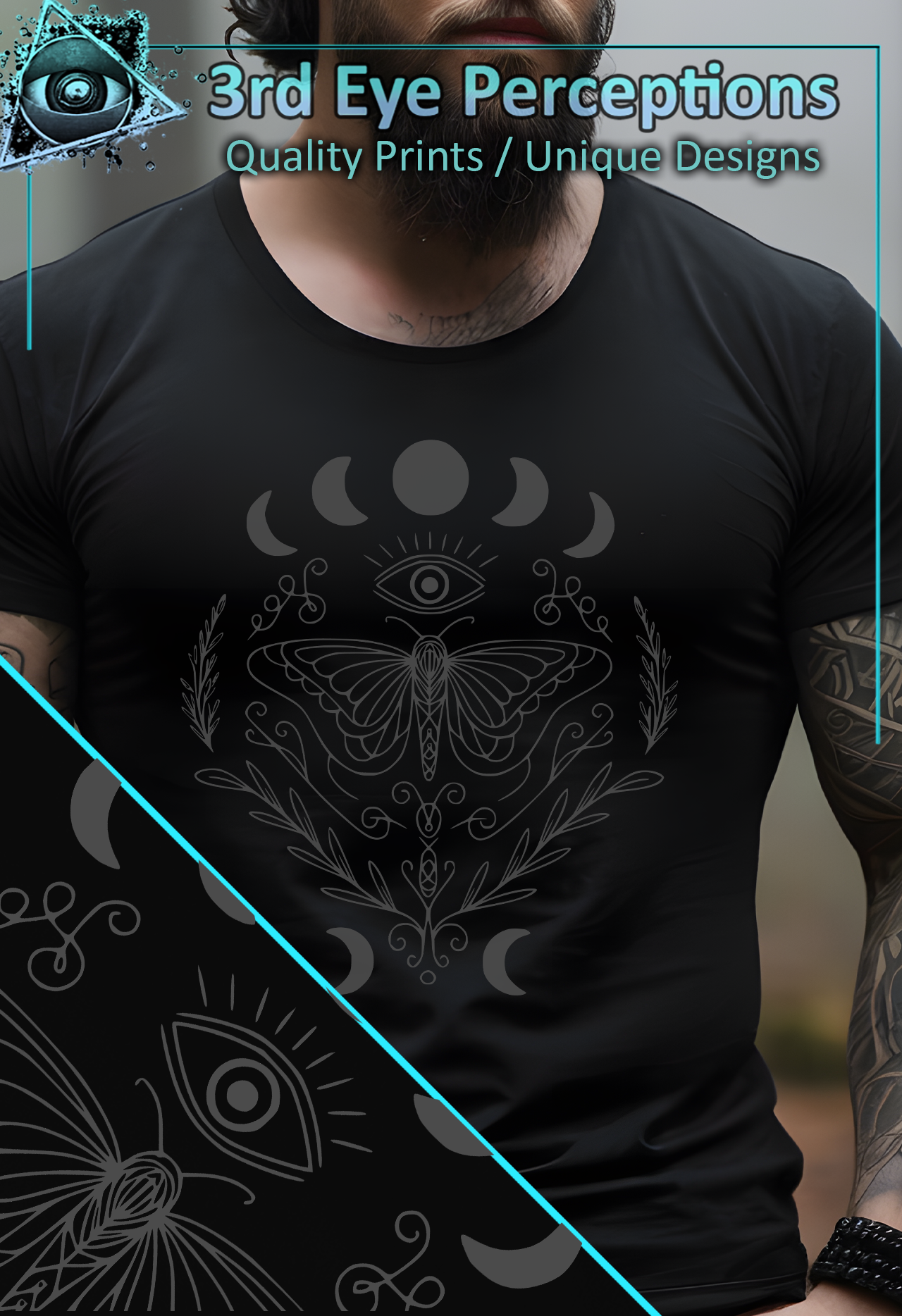 Gothic Butterfly Moon Phases Graphic Grey product thumbnail image Gothic Butterfly Moon Phases Graphic Grey product thumbnail image