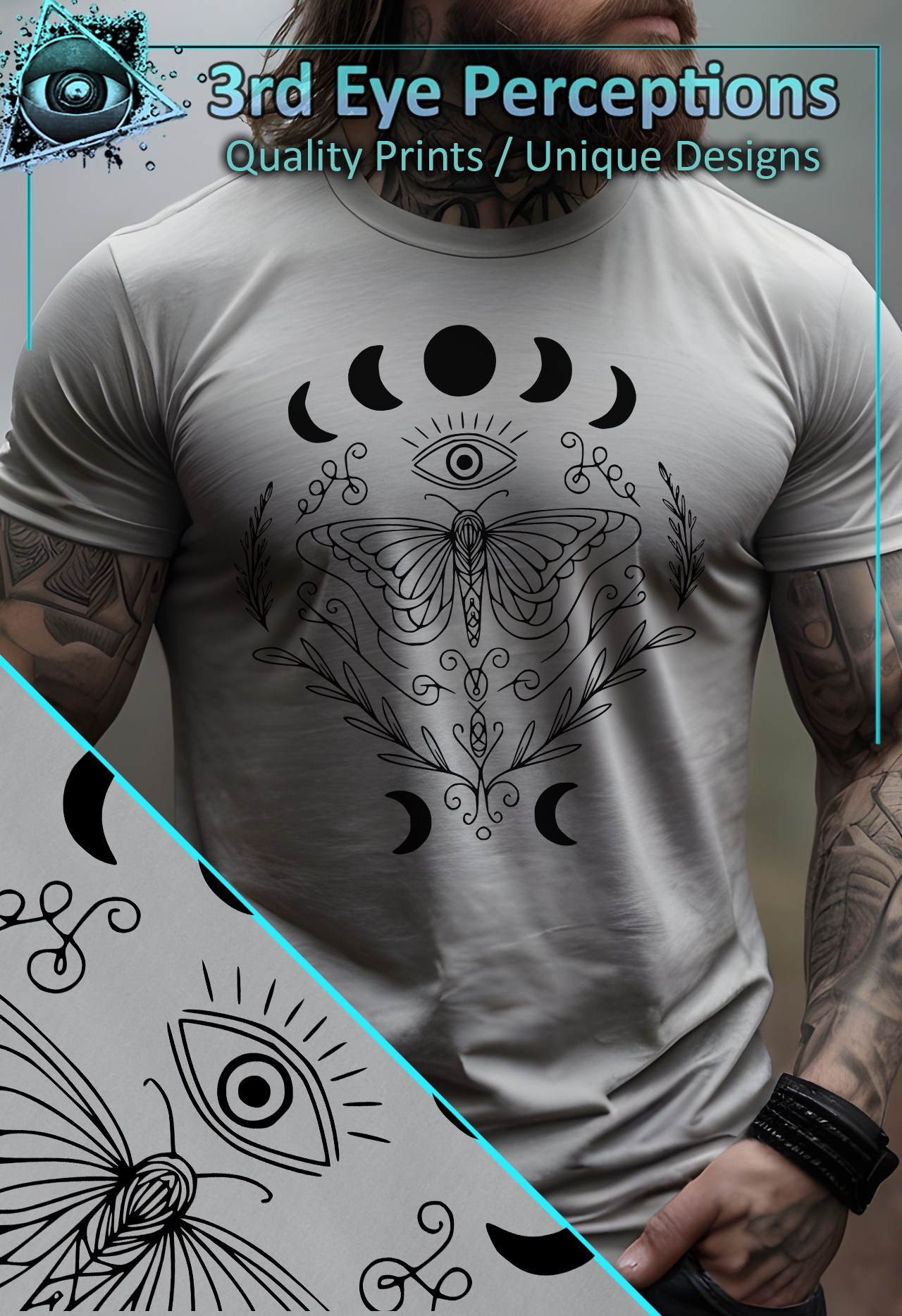 Gothic Butterfly Moon Phases Graphic Black product thumbnail image