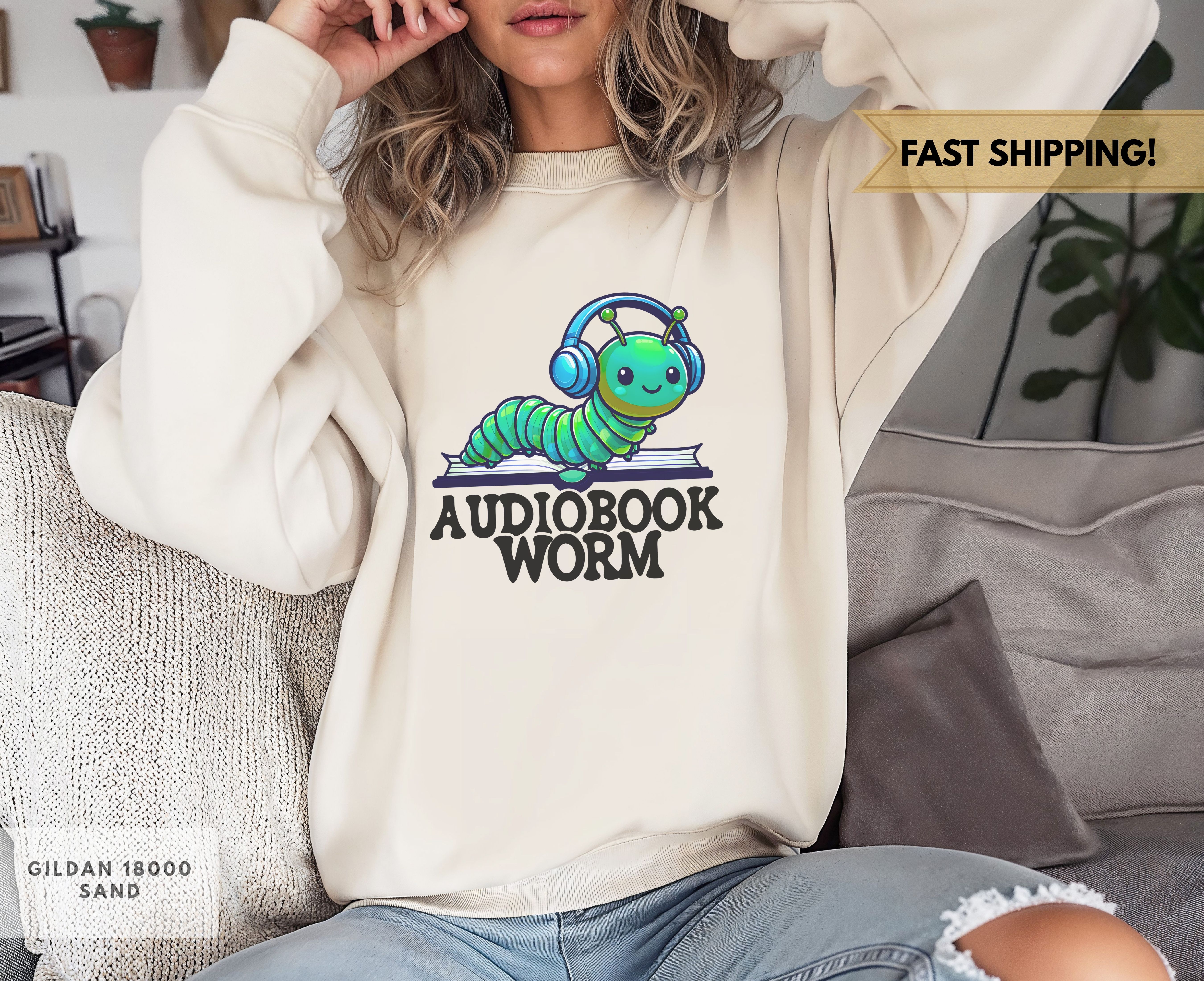 Audiobook Worm Crewneck Sweatshirt, Cute Bookworm Sweatshirt, Cozy Sweatshirt for Readers, Audiobook Lover's Sweatshirt product thumbnail image Audiobook Worm Crewneck Sweatshirt, Cute Bookworm Sweatshirt, Cozy Sweatshirt for Readers, Audiobook Lover's Sweatshirt product thumbnail image
