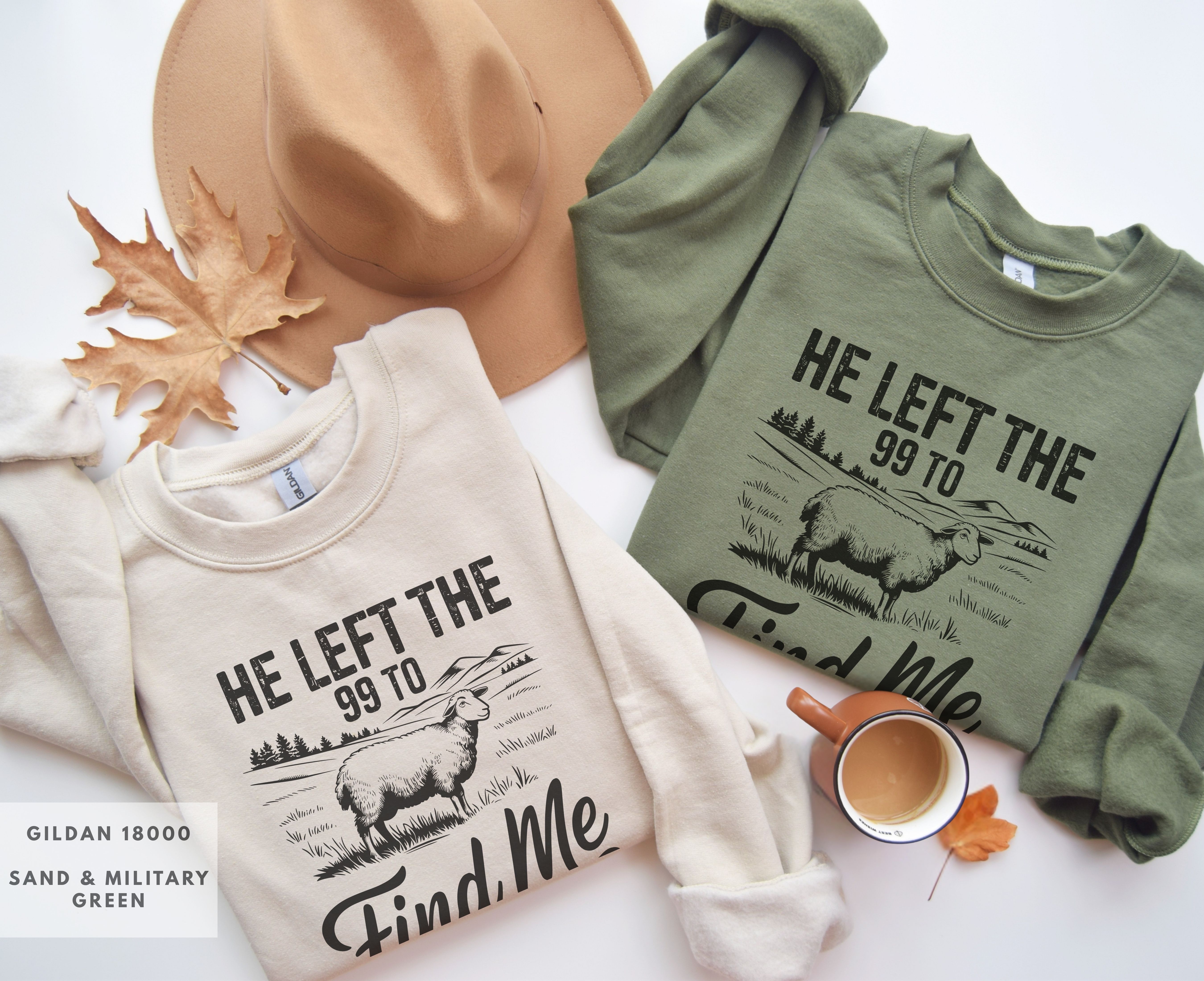 He Left the 99 Bible Verse Crewneck Sweatshirt, Faith-Inspired Gift, Cozy Apparel for Women, Faith Girl Fashion, Matthew 18:12 Sweatshirt product thumbnail image