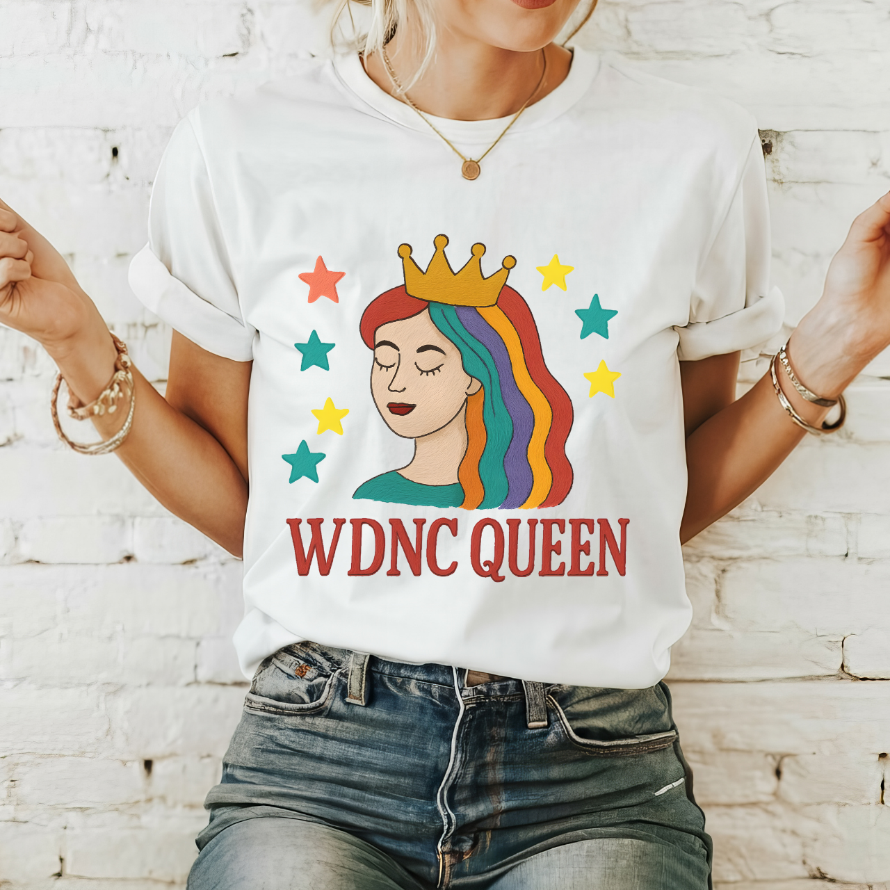 WDNC Queen T-Shirt, Unisex Tee, Colorful Graphic Shirt, Empowering Gift for Her, Trendy Streetwear, Fun Casual Wear product thumbnail image WDNC Queen T-Shirt, Unisex Tee, Colorful Graphic Shirt, Empowering Gift for Her, Trendy Streetwear, Fun Casual Wear product thumbnail image