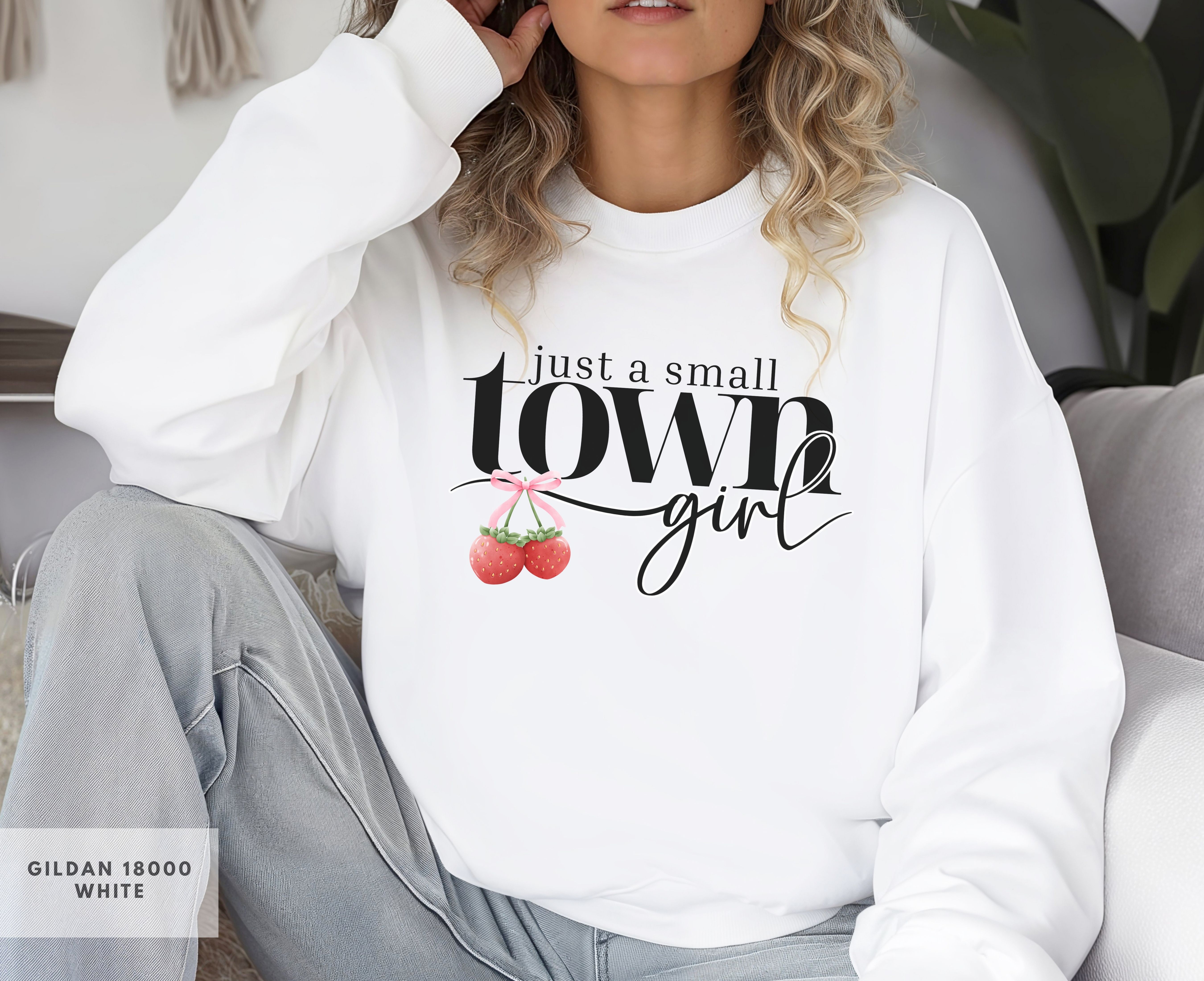 Small Town Girl Crewneck Sweatshirt, Country Girl Gift, Perfect for Strawberry Lovers, Berry Girl Gift Apparel, Small Town Girl Sweatshirt product thumbnail image