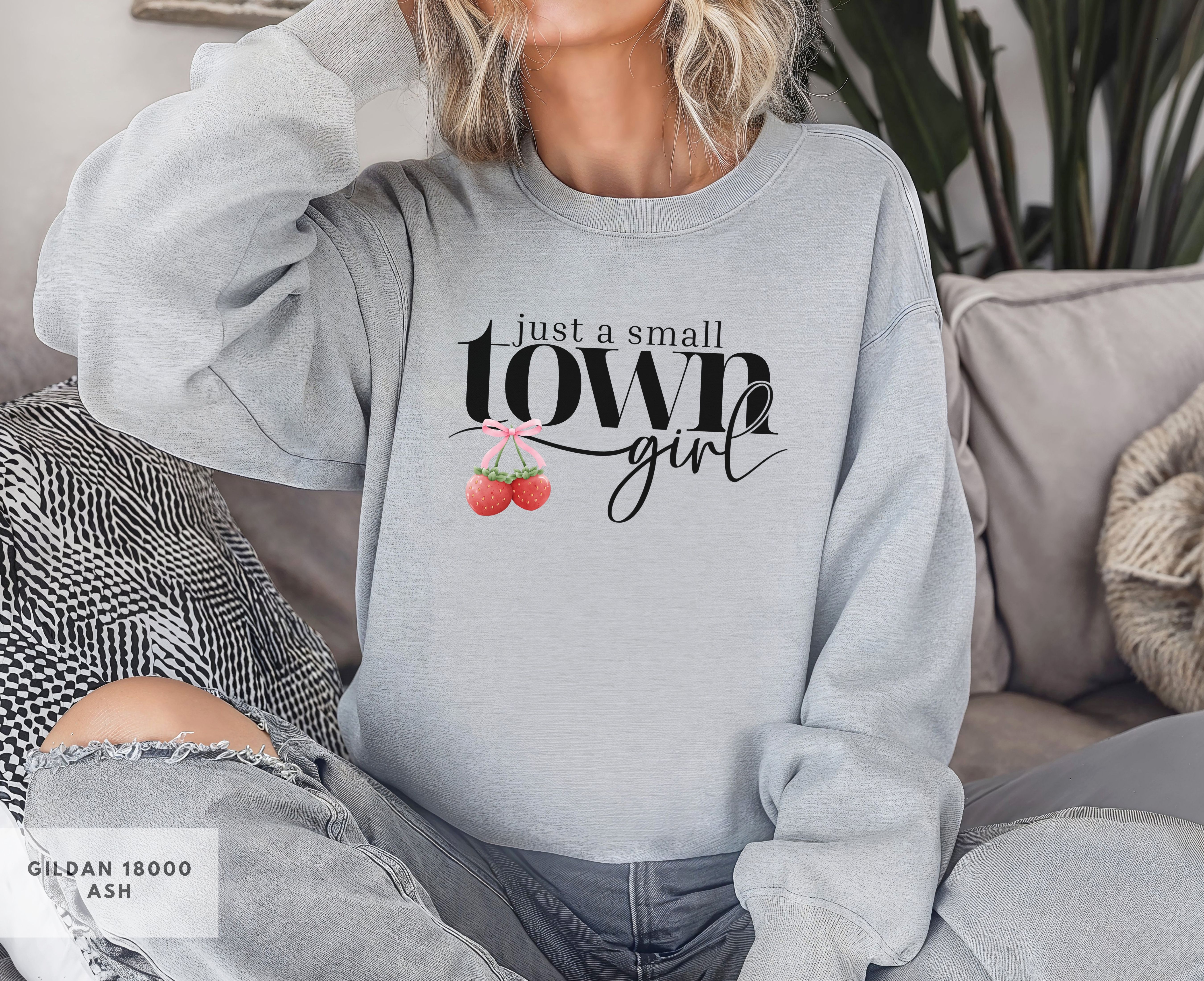 Small Town Girl Crewneck Sweatshirt, Country Girl Gift, Perfect for Strawberry Lovers, Berry Girl Gift Apparel, Small Town Girl Sweatshirt product thumbnail image