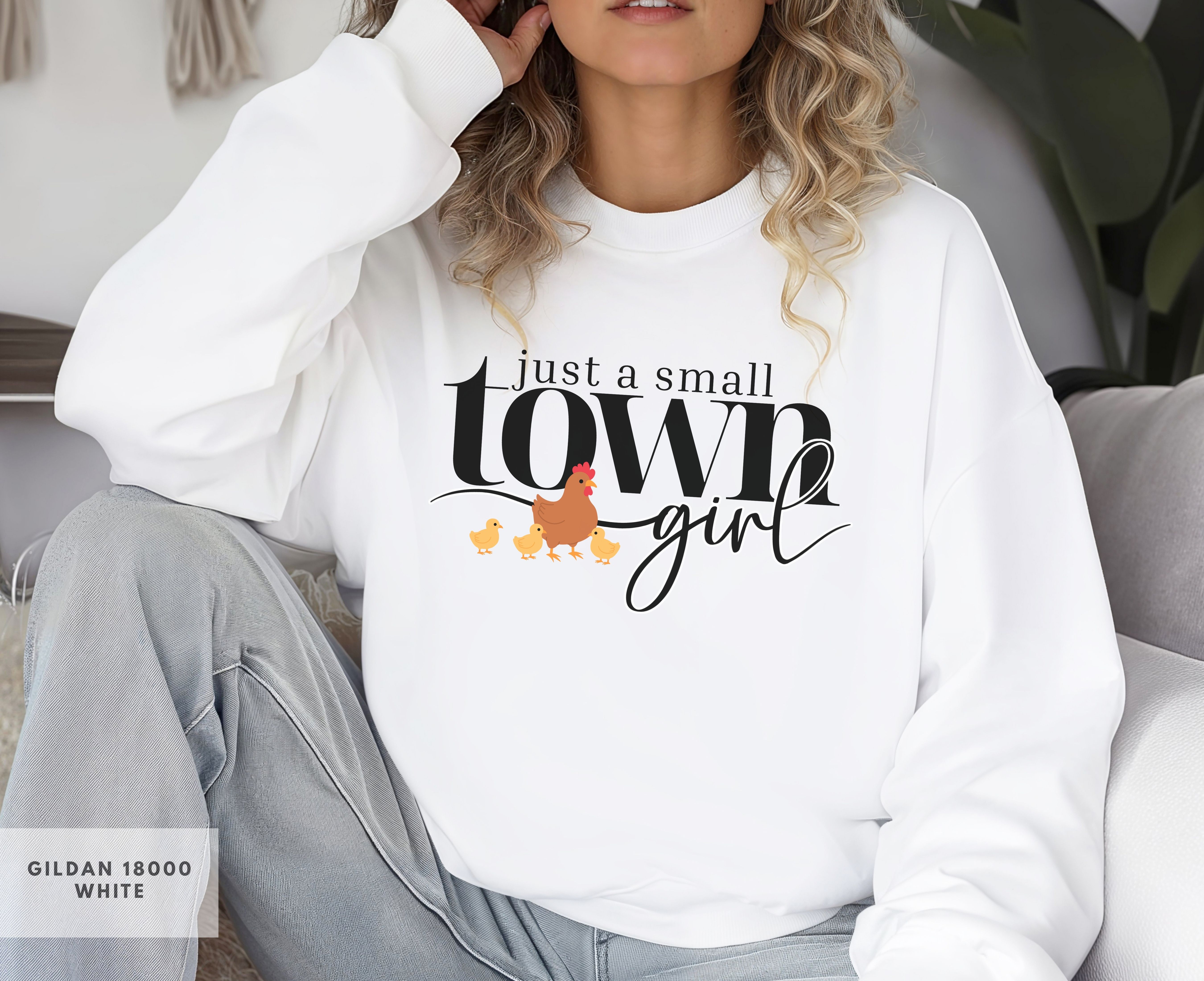 Small Town Girl Crewneck Sweatshirt, Country Girl Gift, Perfect for Chicken Moms, Chicken Girl Gift Apparel, Small Town Girl Sweatshirt product thumbnail image