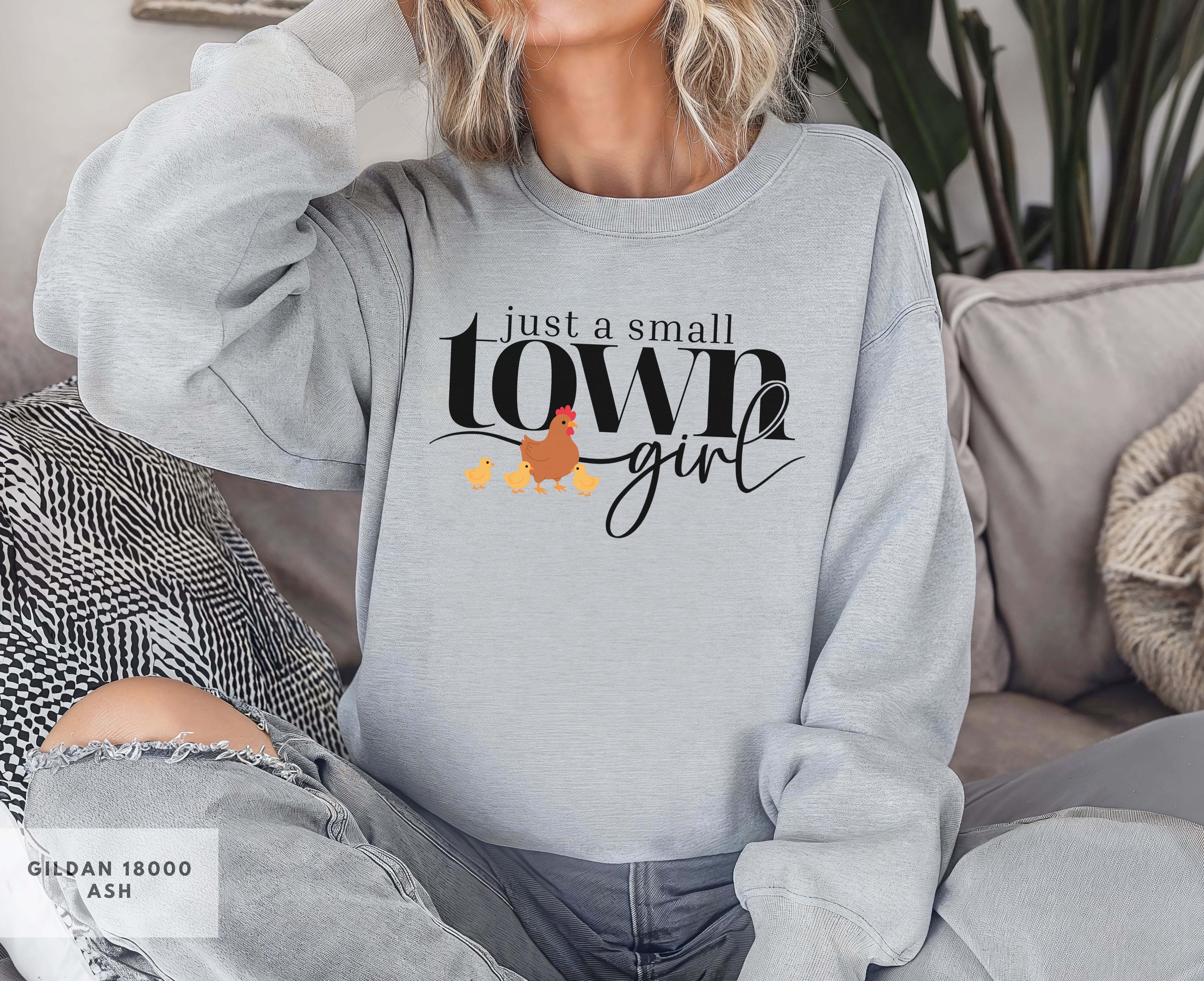 Small Town Girl Crewneck Sweatshirt, Country Girl Gift, Perfect for Chicken Moms, Chicken Girl Gift Apparel, Small Town Girl Sweatshirt product thumbnail image Small Town Girl Crewneck Sweatshirt, Country Girl Gift, Perfect for Chicken Moms, Chicken Girl Gift Apparel, Small Town Girl Sweatshirt product thumbnail image