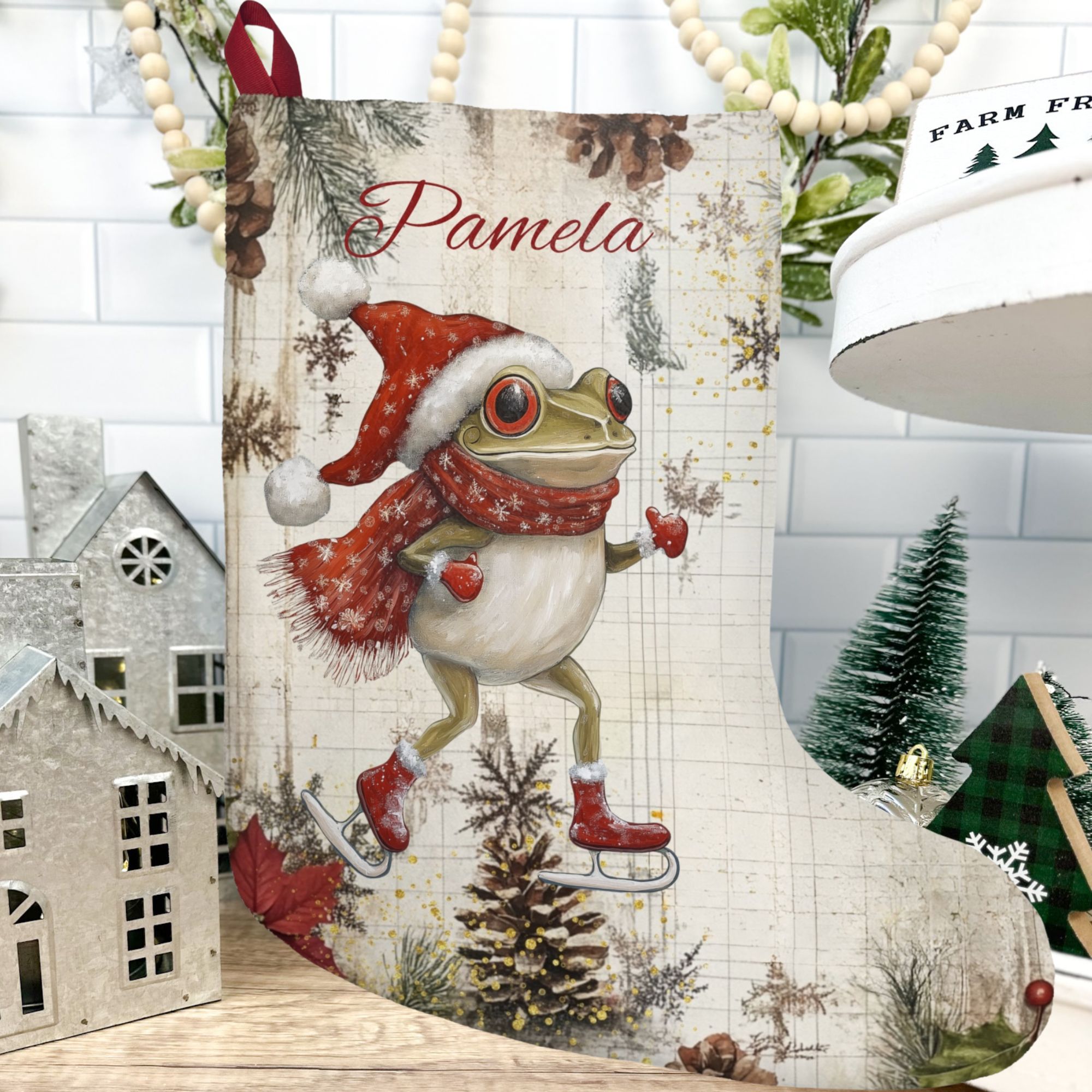Personalized Frog Christmas Stocking
