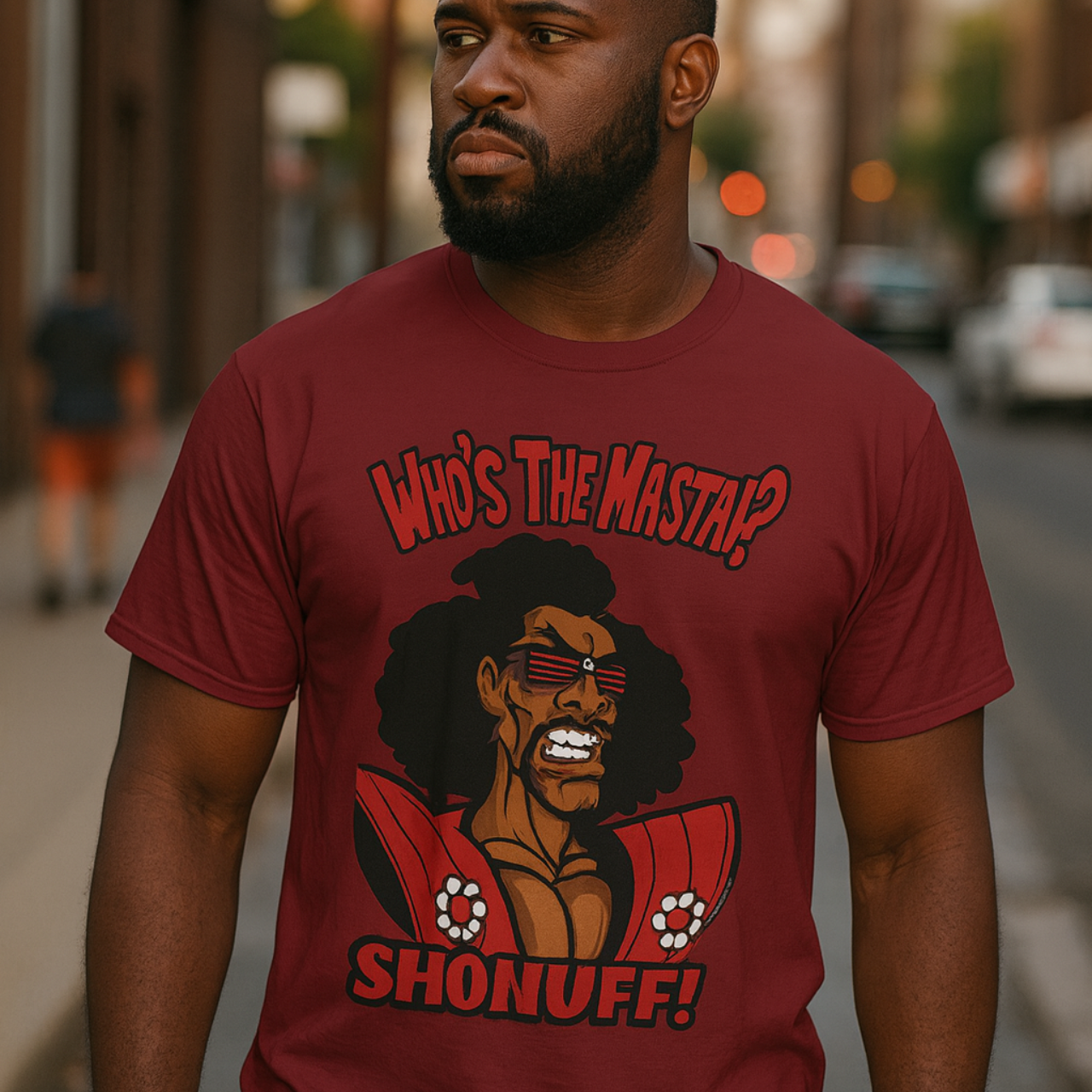 Unisex Graphic Tee - Who's The Master? Shonuff! Retro Style T-shirt for Movie Lovers, Gift for Friends, Casual Wear, Unisex Apparel
