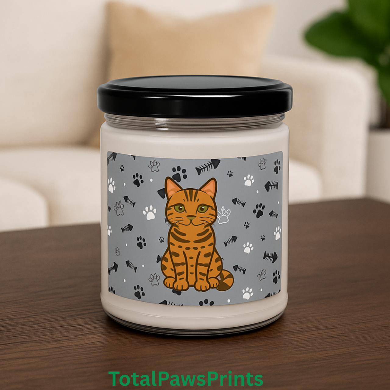 Bengal Paw Print Soy Candle 🐾 – Custom Pet Lover Gift, Cozy Aromatherapy Décor product thumbnail image