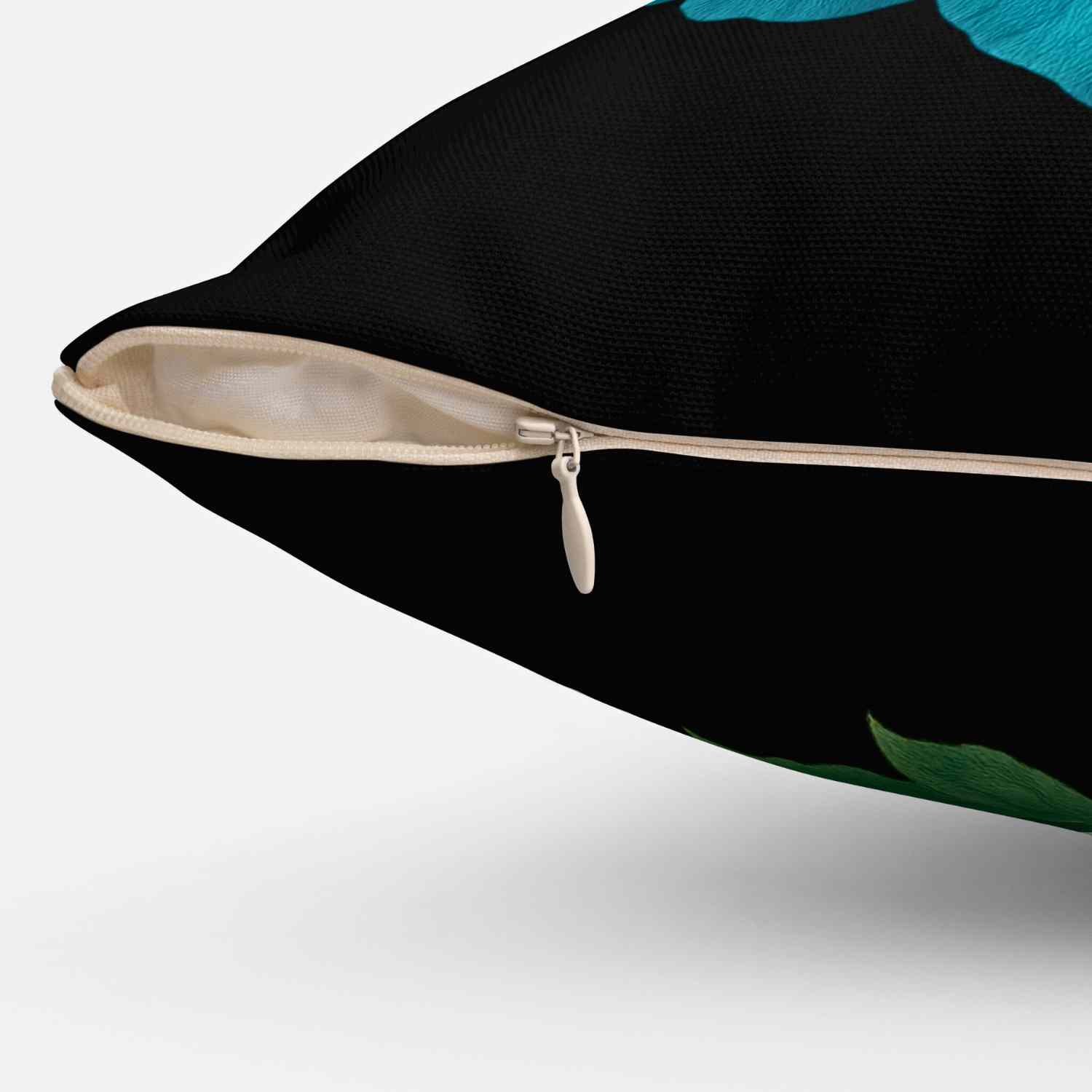 Turquoise Floral Pillow Cover – Two-Sided Blue Green Flower Accent Cushion, Decorative Throw Pillow for Couch, Sofa or Bedroom Décor, Gift Idea. product thumbnail image