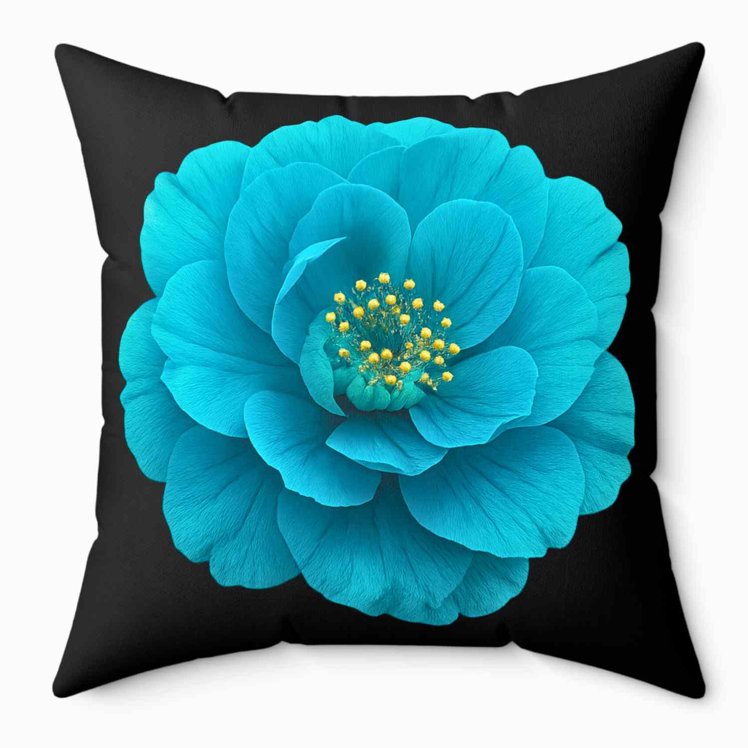 Turquoise Floral Pillow Cover – Two-Sided Blue Green Flower Accent Cushion, Decorative Throw Pillow for Couch, Sofa or Bedroom Décor, Gift Idea. product thumbnail image