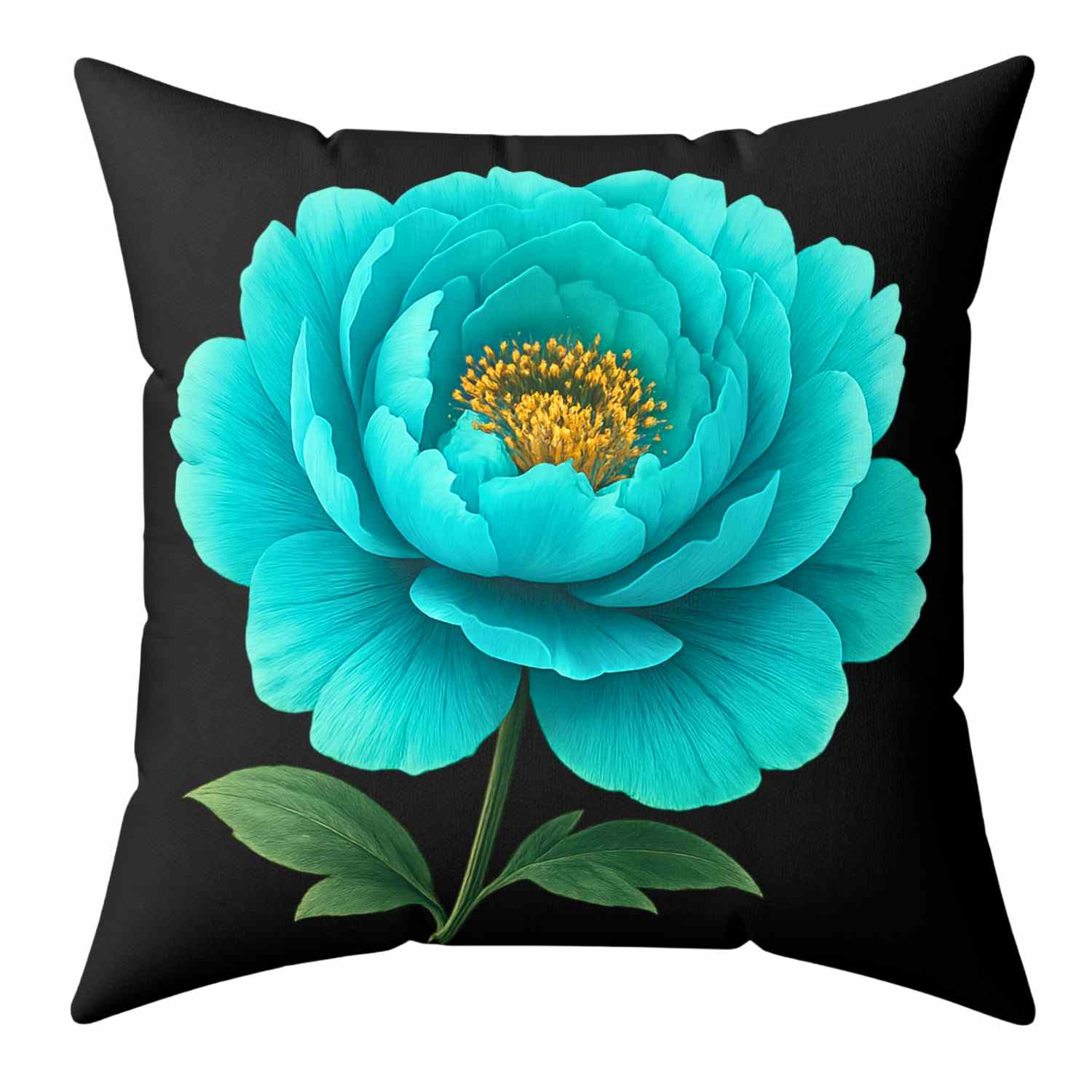 Turquoise Floral Pillow Cover – Two-Sided Blue Green Flower Accent Cushion, Decorative Throw Pillow for Couch, Sofa or Bedroom Décor, Gift Idea. product thumbnail image