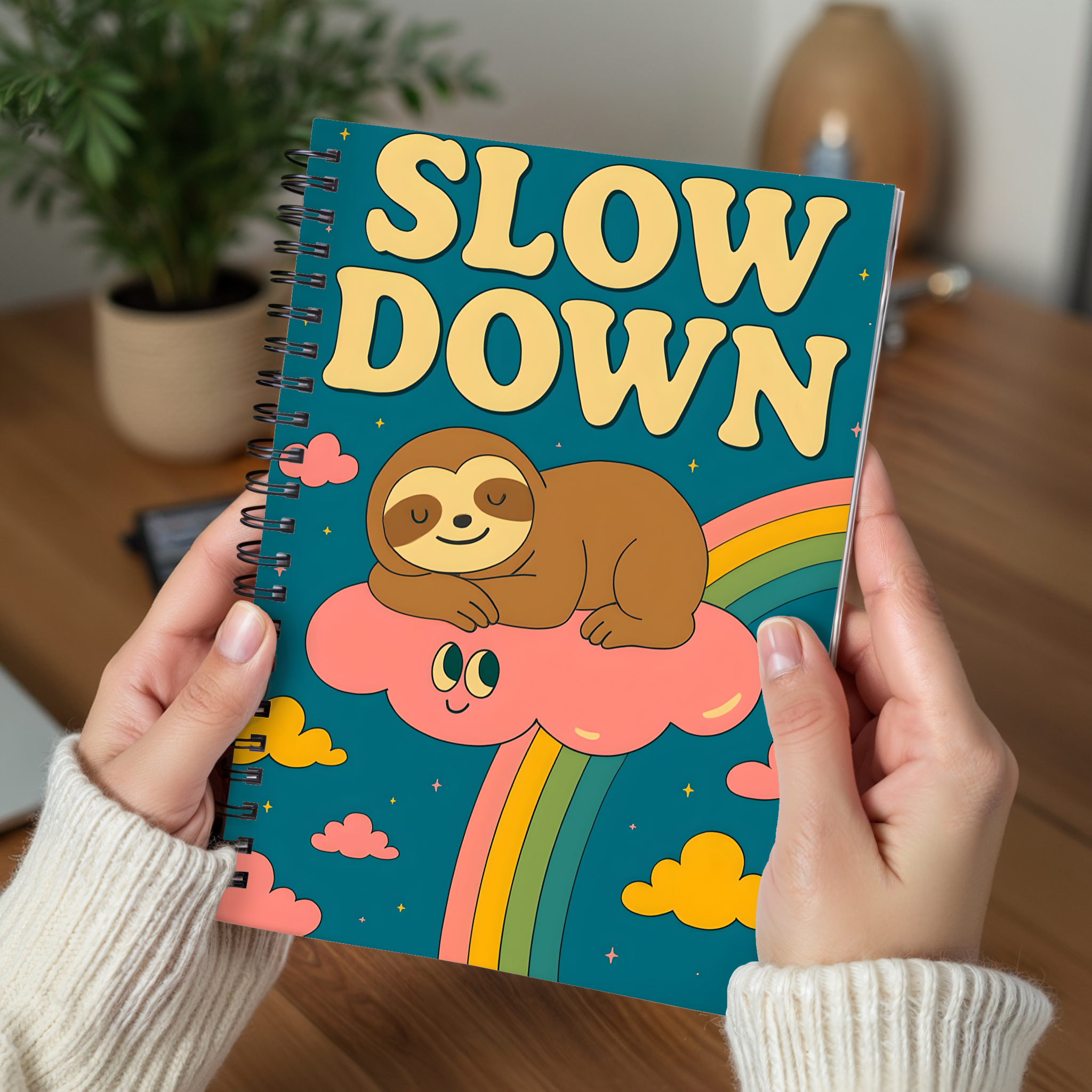 Slow Down Sloth Spiral Notebook - Cute Sloth, Gifts for Students, Journals, Eco-Friendly Notebooks, Motivational Stationery