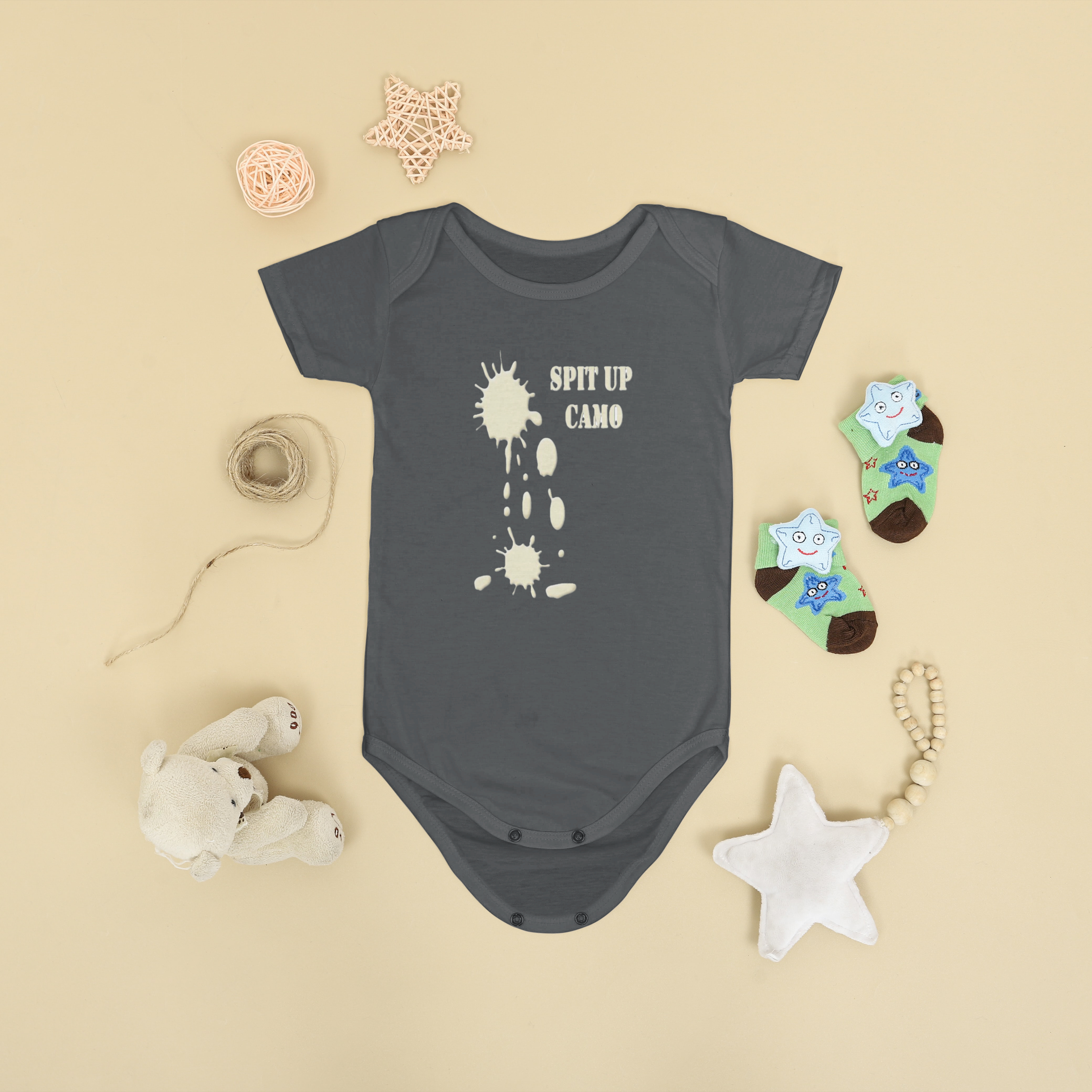 Spit Up Camo Infant Bodysuit, Cute Baby Clothes, Newborn Gift, CodeStripeLife, Baby Shower Outfit, Funny Infant Apparel, Unique Baby Shower Gift product thumbnail image