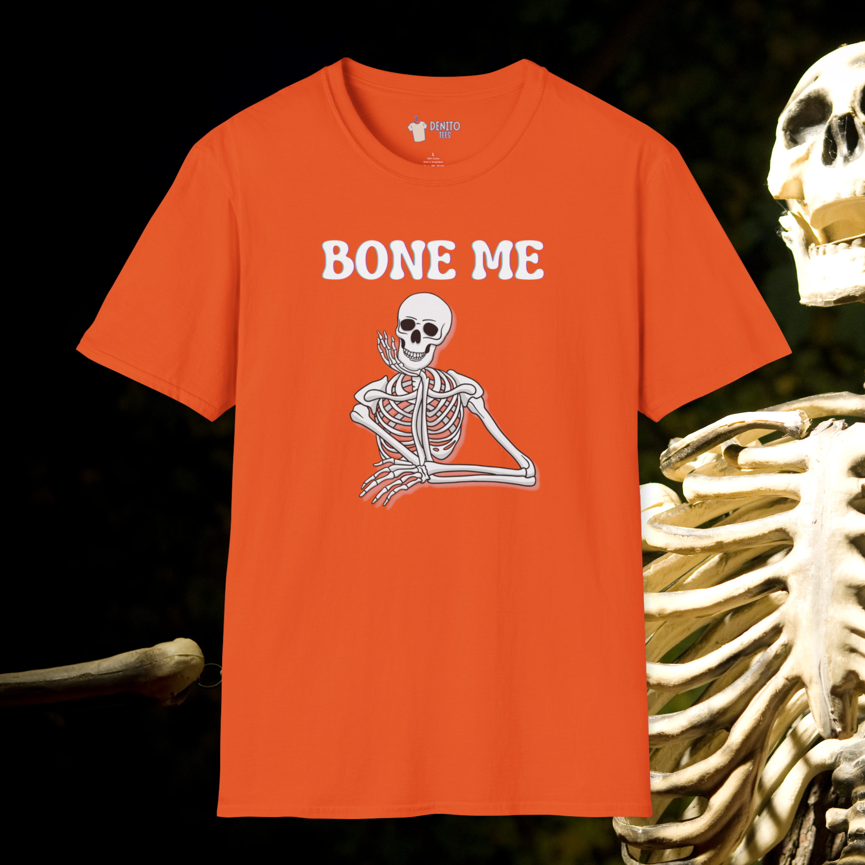 Funny Halloween Unisex T-Shirt, Spooky Graphic Tee, Bone Me Shirt, Fall Holiday Humor, Casual Autumn Wear, Gift for Halloween Lovers product thumbnail image