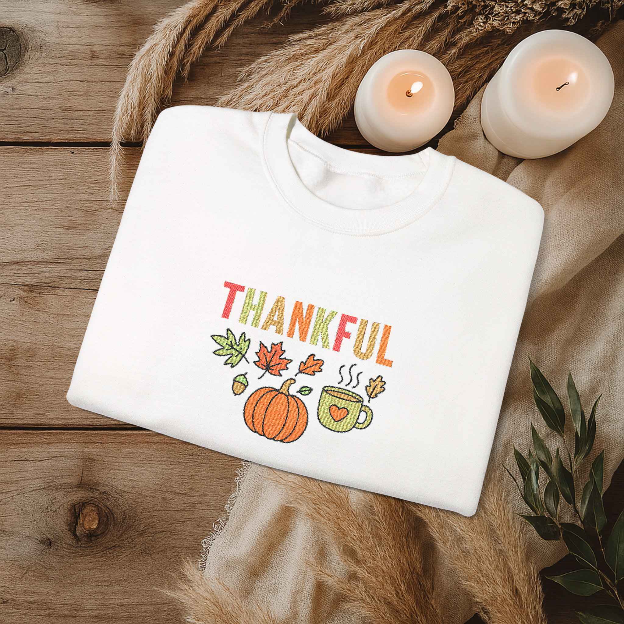 Thankful Sweatshirt Fall Crewneck, Cozy Autumn Leaves Pumpkin Spice Sweater, Thanksgiving Sweatshirt, Harvest Gift for Her