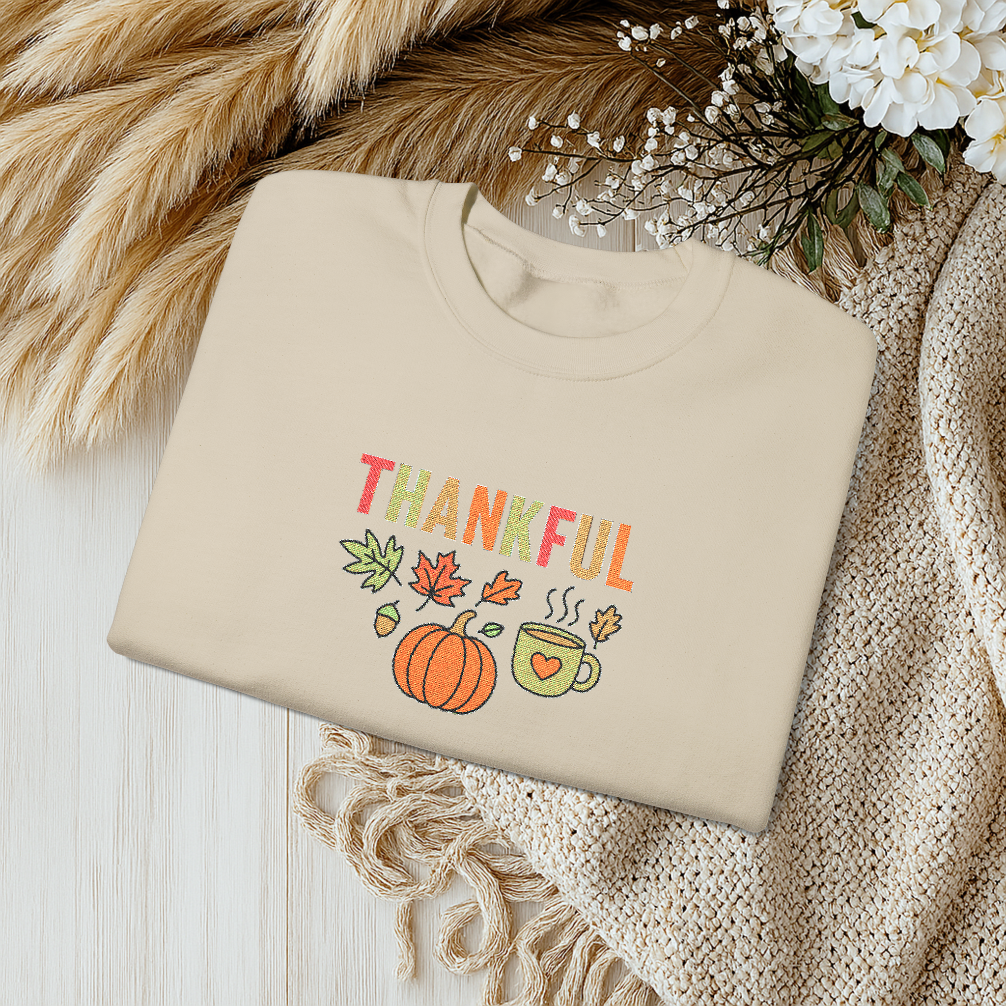 Thankful Sweatshirt Fall Crewneck, Cozy Autumn Leaves Pumpkin Spice Sweater, Thanksgiving Sweatshirt, Harvest Gift for Her product thumbnail image Thankful Sweatshirt Fall Crewneck, Cozy Autumn Leaves Pumpkin Spice Sweater, Thanksgiving Sweatshirt, Harvest Gift for Her product thumbnail image