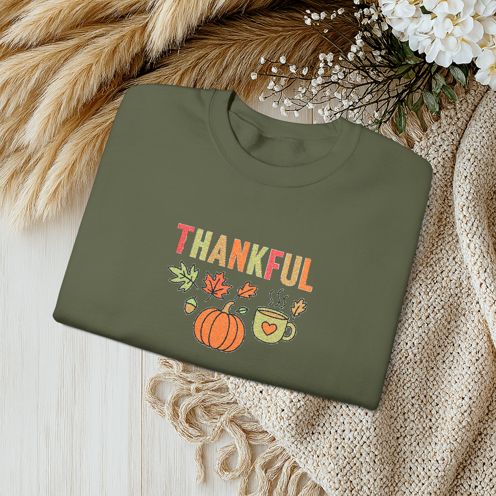 Thankful Sweatshirt Fall Crewneck, Cozy Autumn Leaves Pumpkin Spice Sweater, Thanksgiving Sweatshirt, Harvest Gift for Her product thumbnail image Thankful Sweatshirt Fall Crewneck, Cozy Autumn Leaves Pumpkin Spice Sweater, Thanksgiving Sweatshirt, Harvest Gift for Her product thumbnail image
