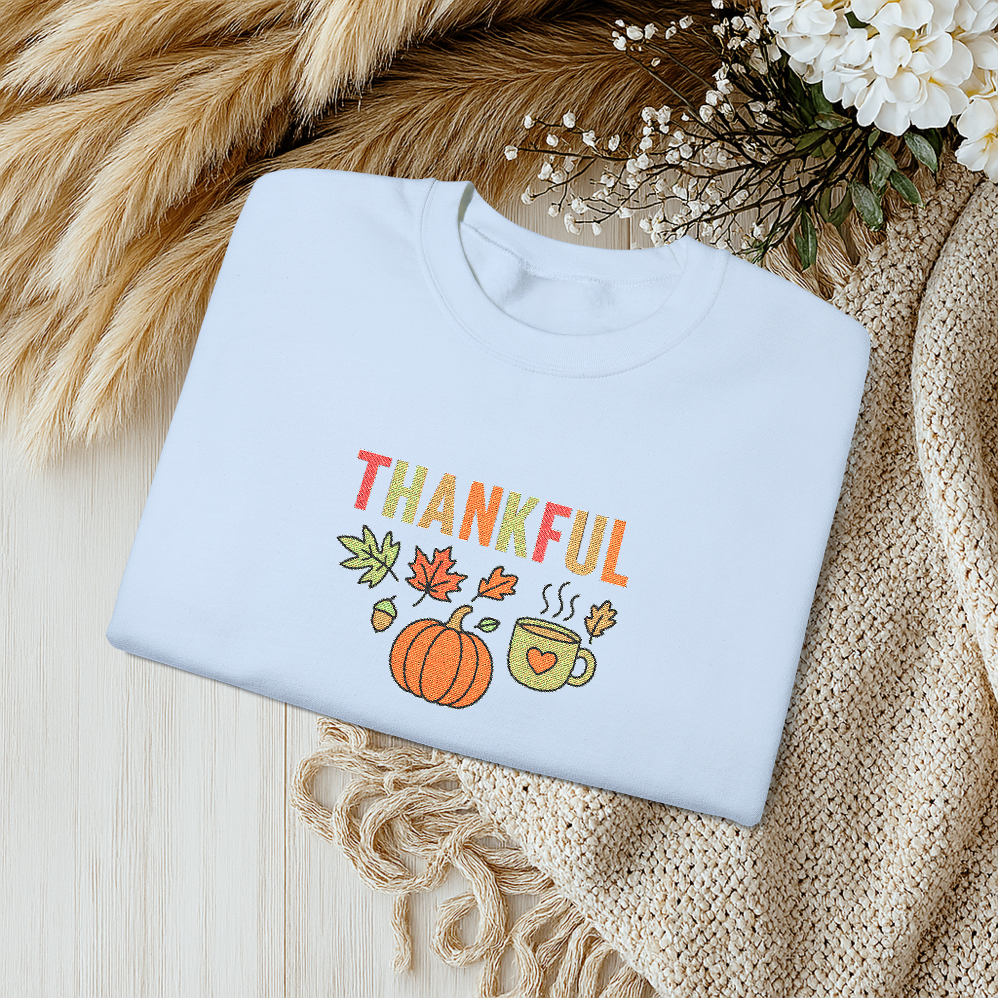 Thankful Sweatshirt Fall Crewneck, Cozy Autumn Leaves Pumpkin Spice Sweater, Thanksgiving Sweatshirt, Harvest Gift for Her product thumbnail image Thankful Sweatshirt Fall Crewneck, Cozy Autumn Leaves Pumpkin Spice Sweater, Thanksgiving Sweatshirt, Harvest Gift for Her product thumbnail image